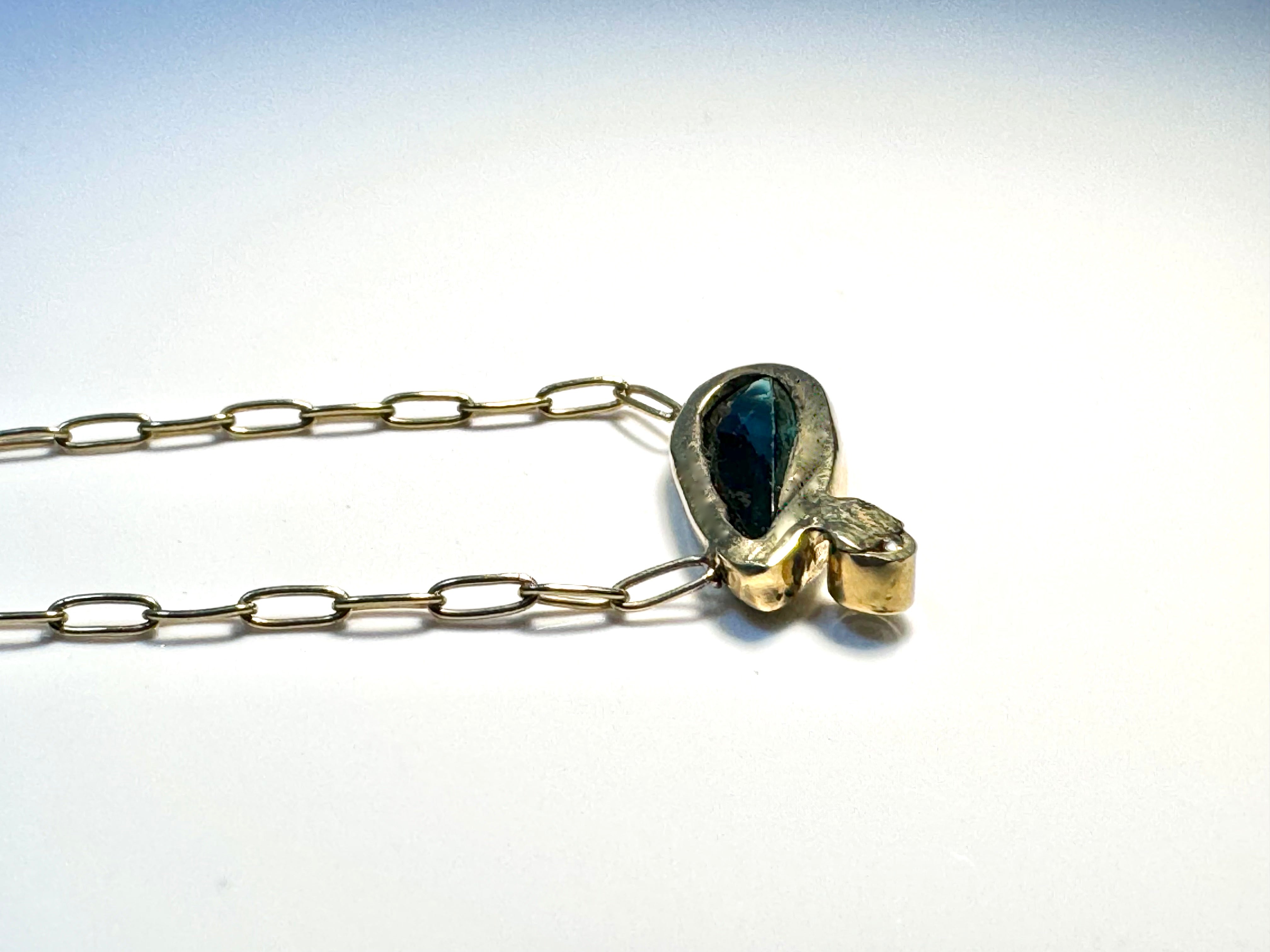 Green Tourmaline Diamond 18k Necklace
