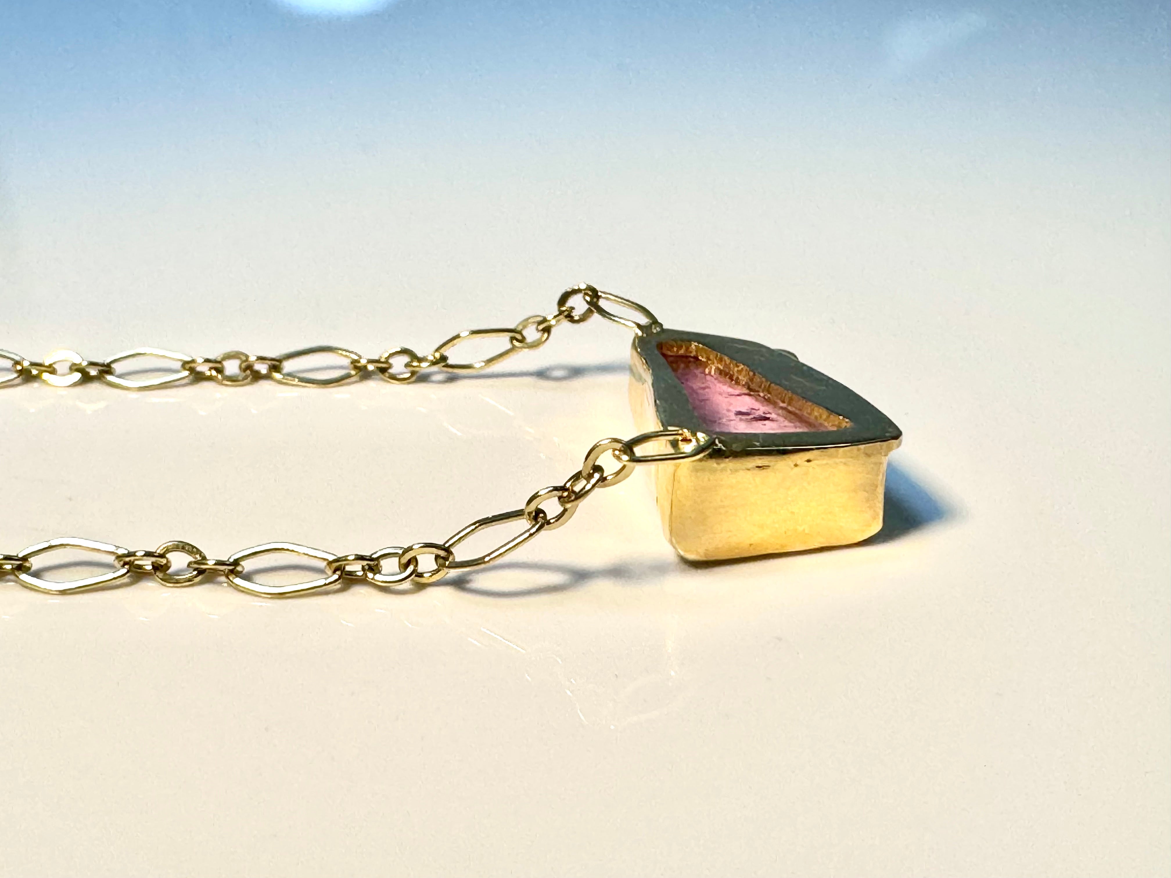 Watermelon Tourmaline (Newry Maine) Diamond 18k Necklace