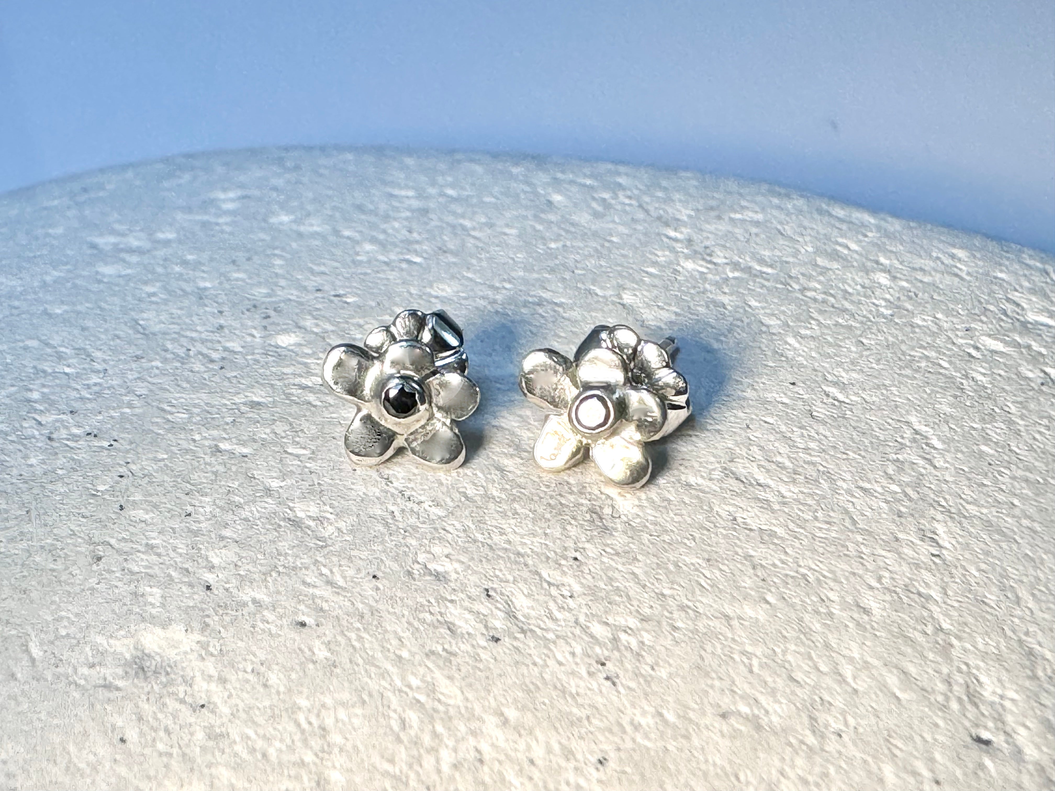 Black Diamond Small Flower Studs