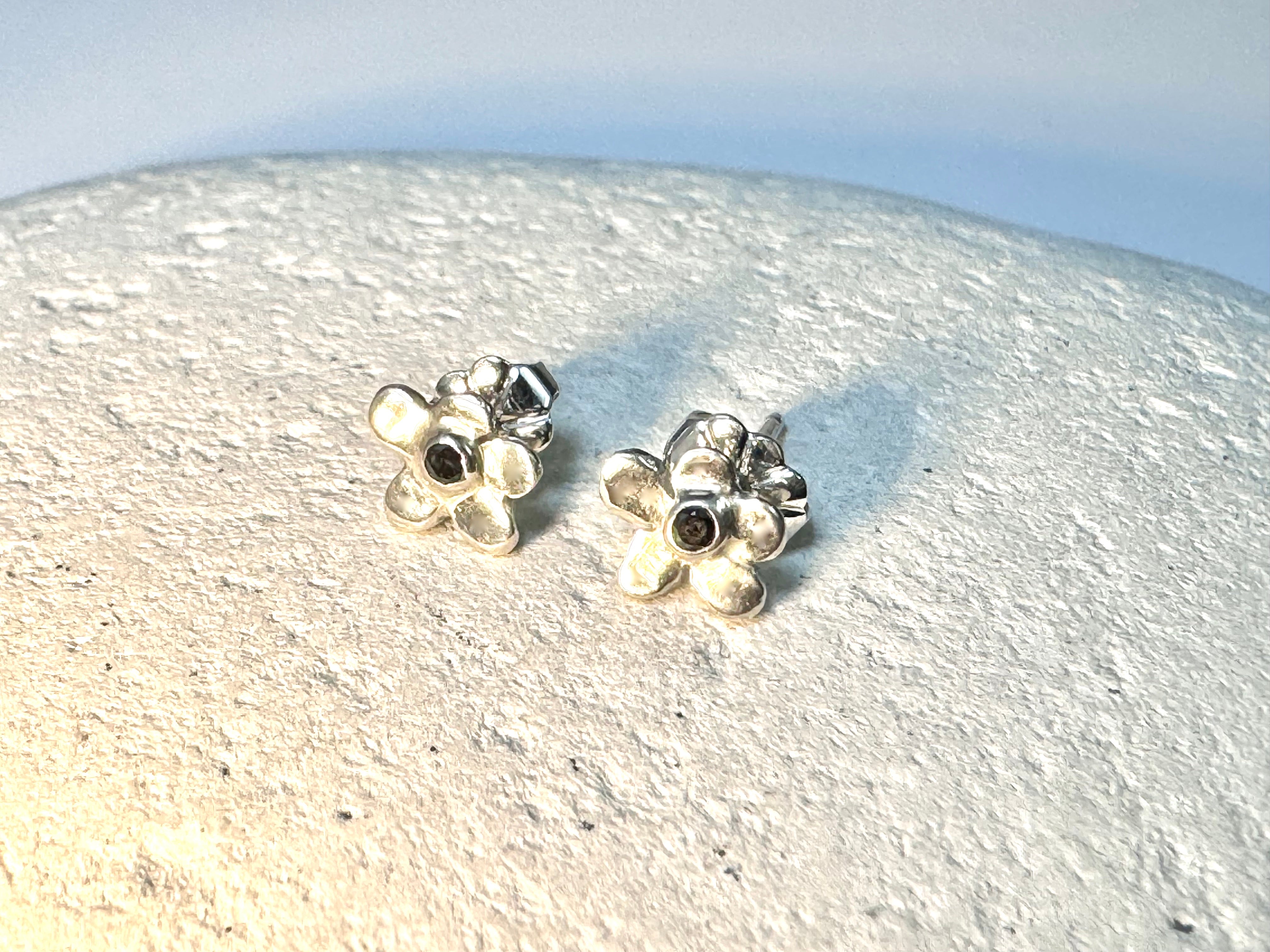 Black Diamond Small Flower Studs