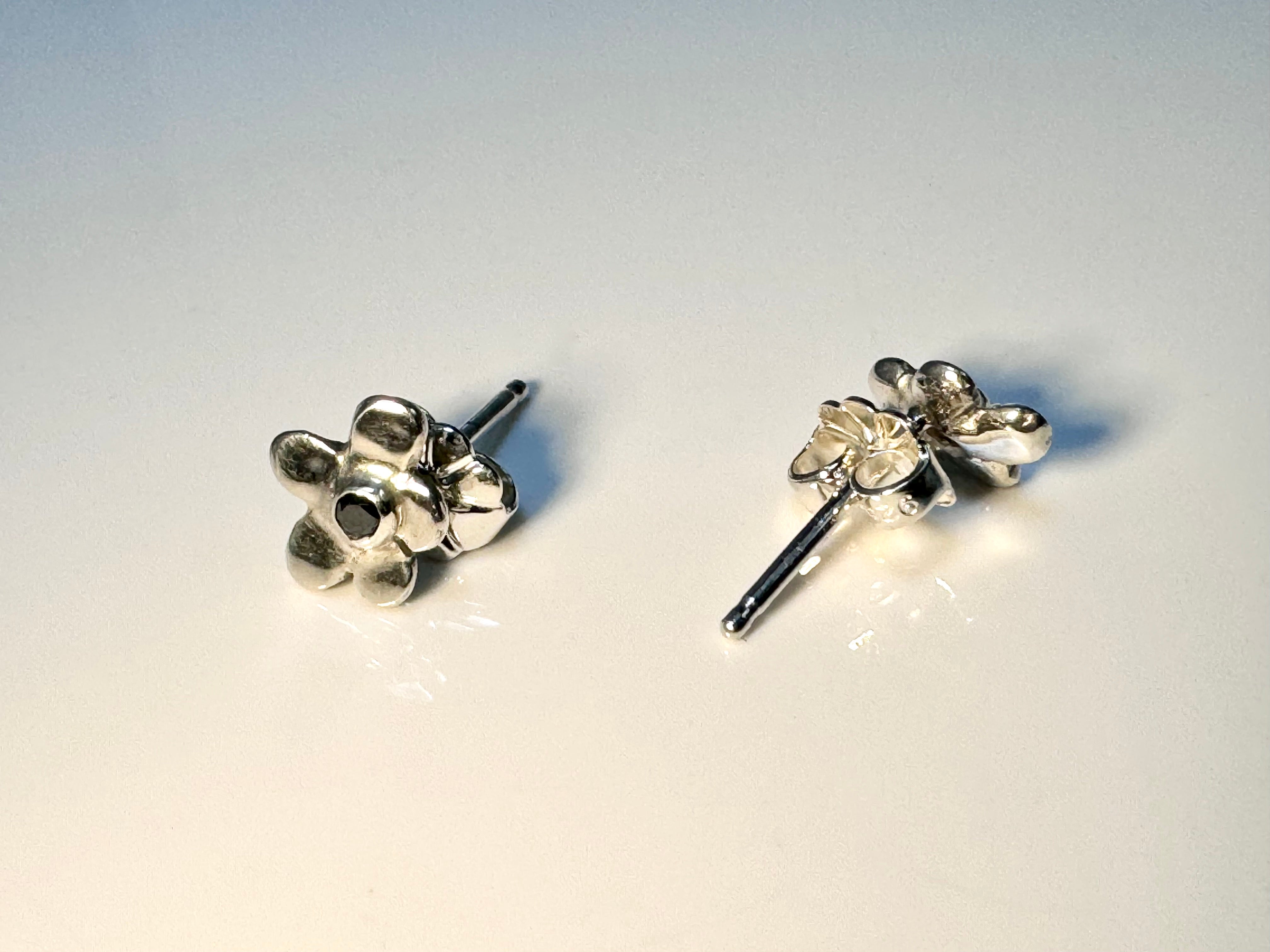 Black Diamond Small Flower Studs