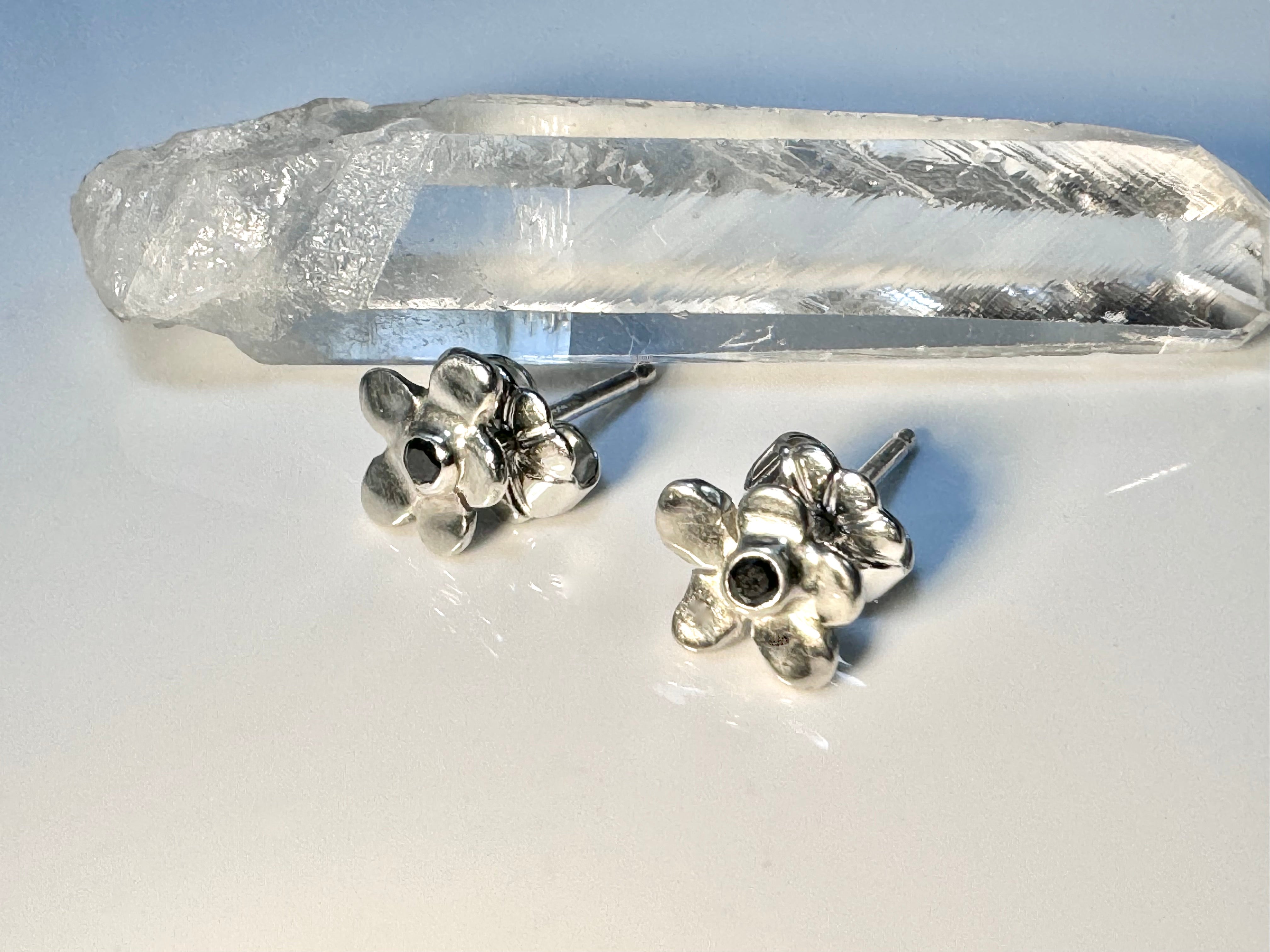 Black Diamond Small Flower Studs