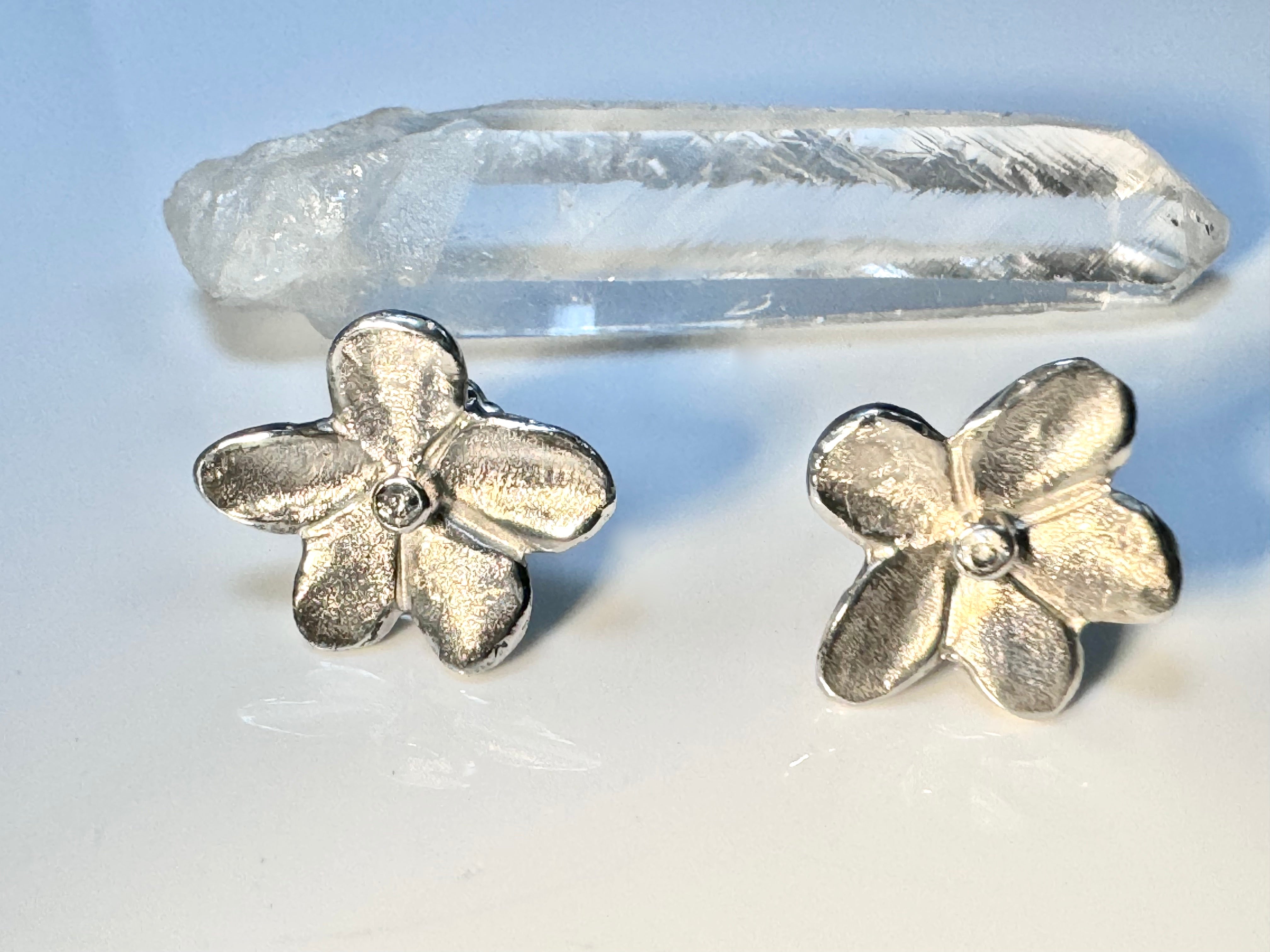 Diamond Flower Sterling Studs