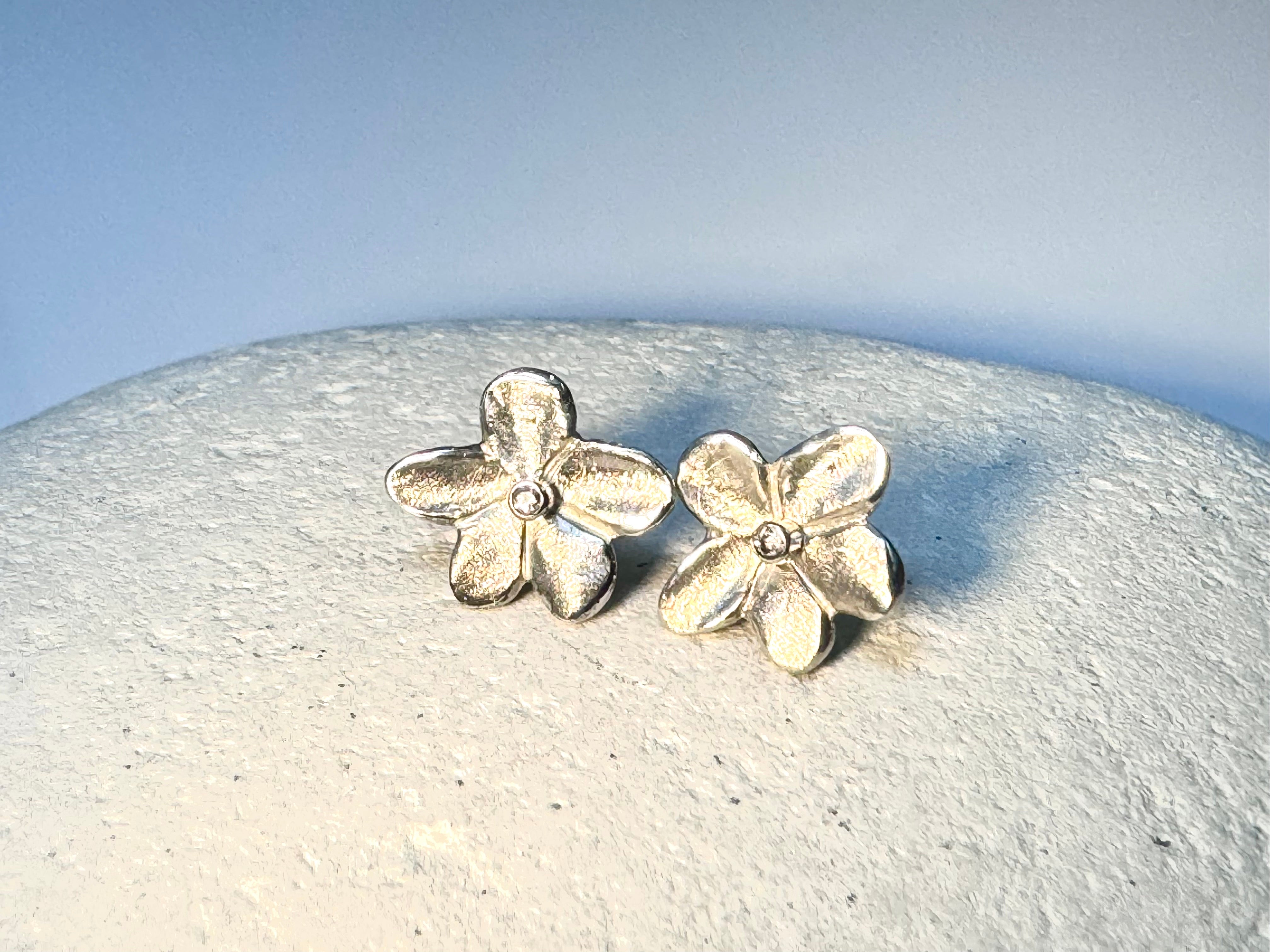 Diamond Flower Sterling Studs