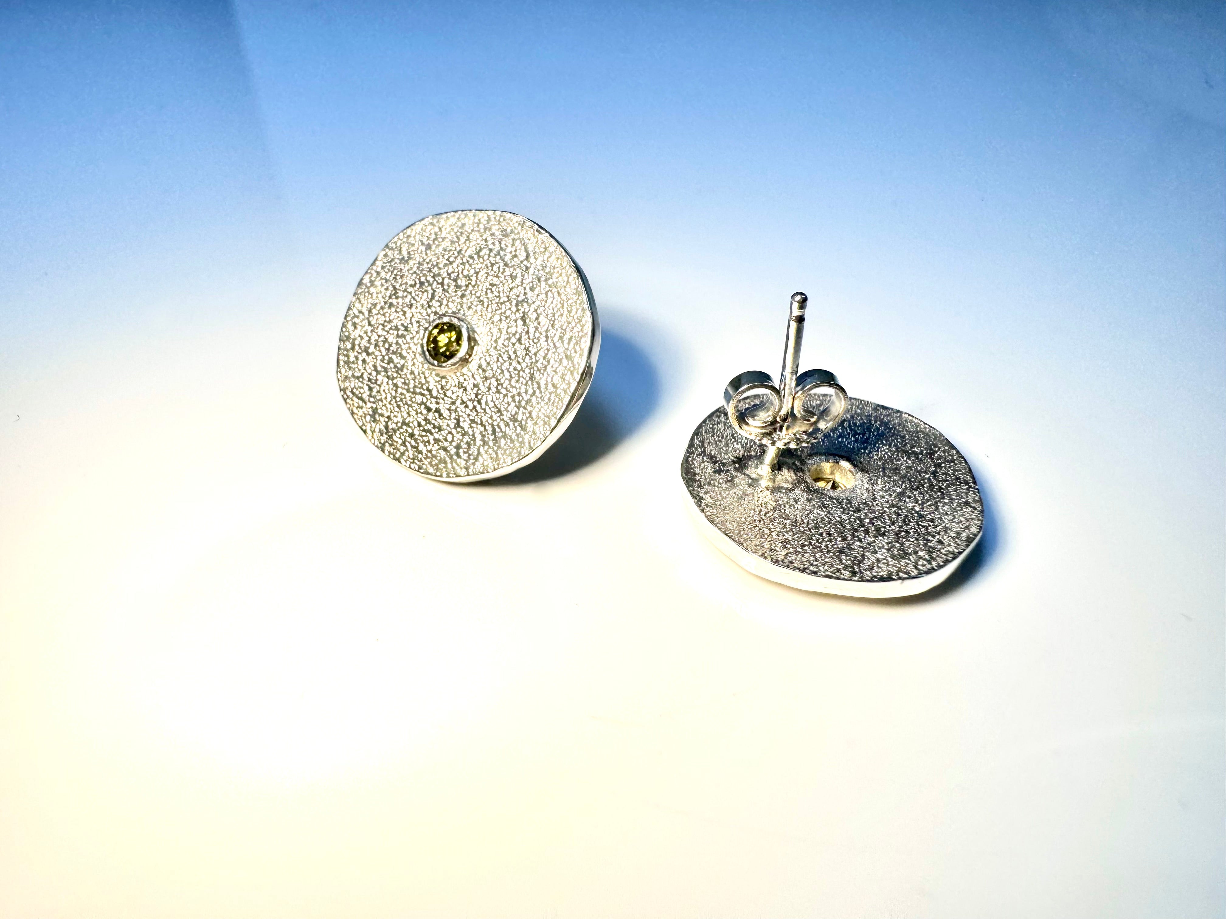 Yellow Diamond Texture Disc Earrings