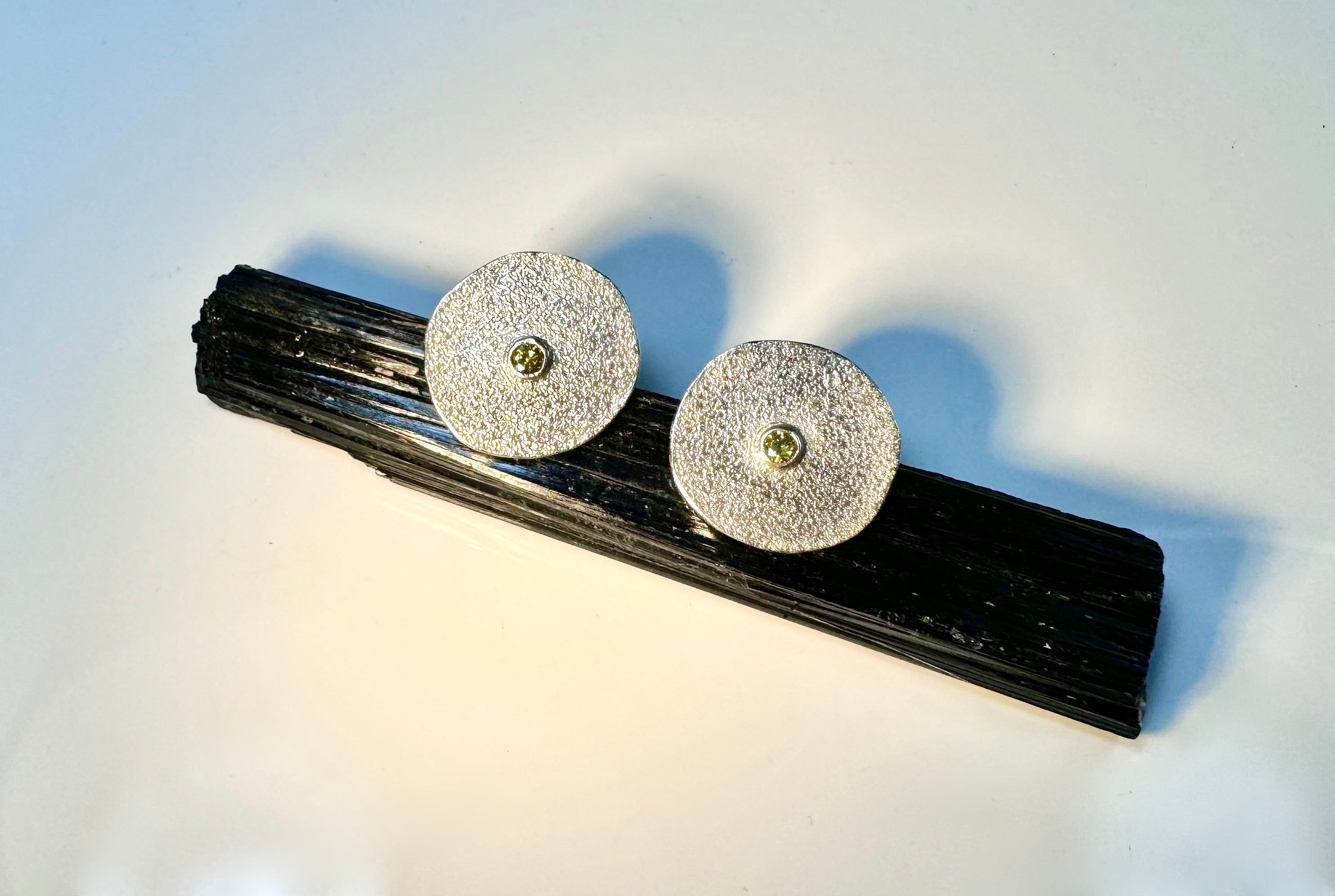 Yellow Diamond Texture Disc Earrings