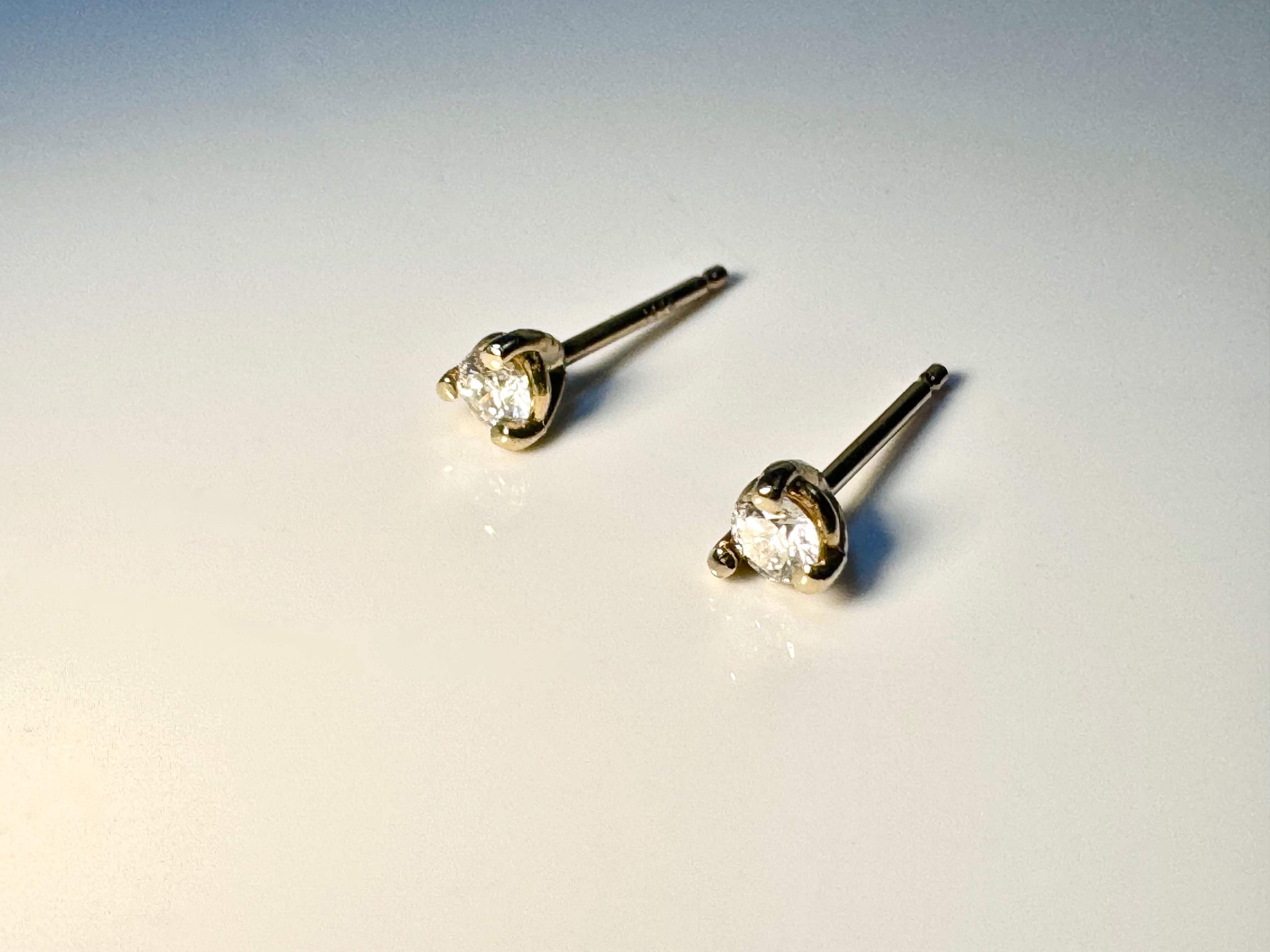 The Diamond 3 Prong 14k Studs