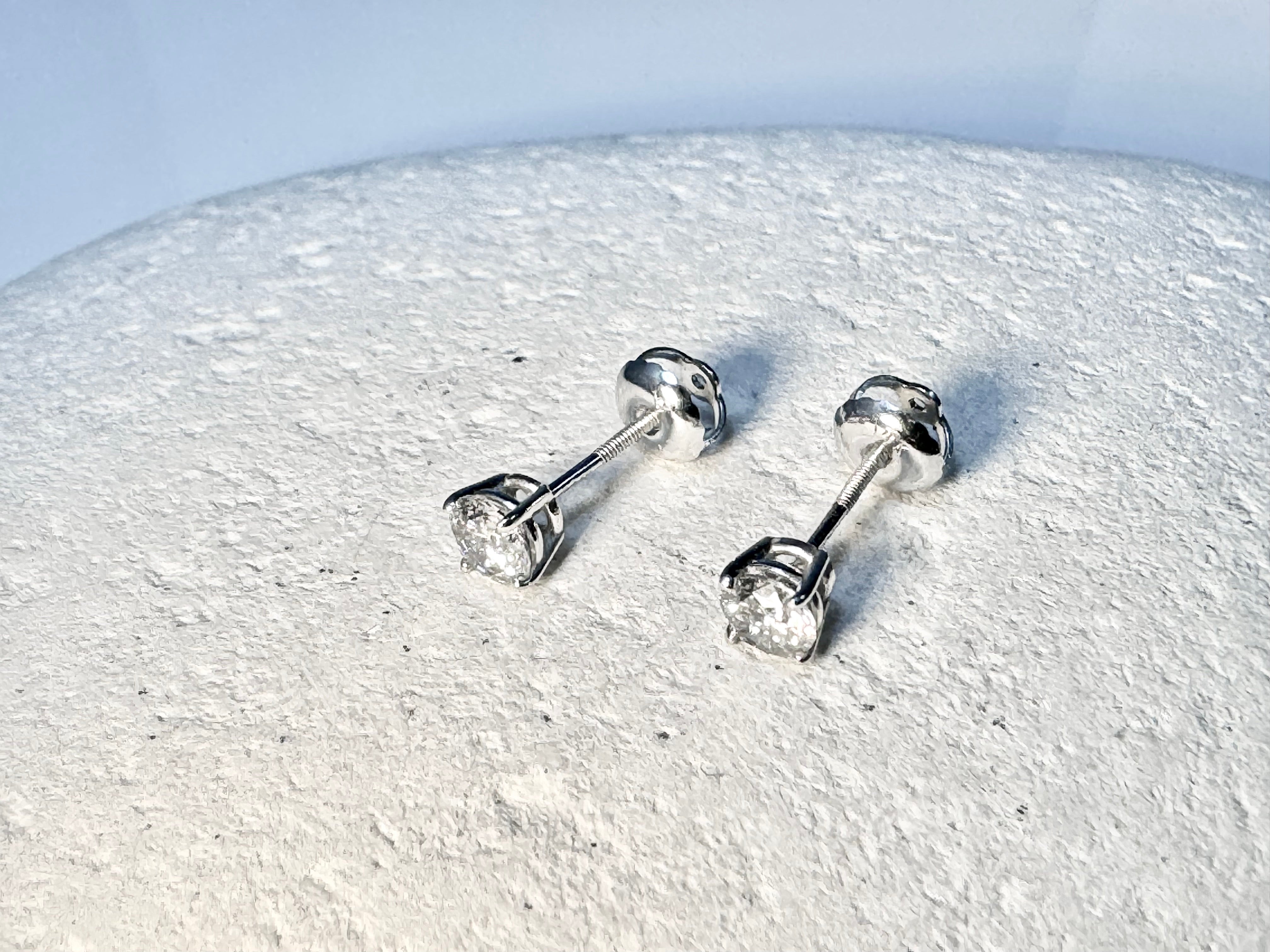 Diamond White Gold Screw Back Studs
