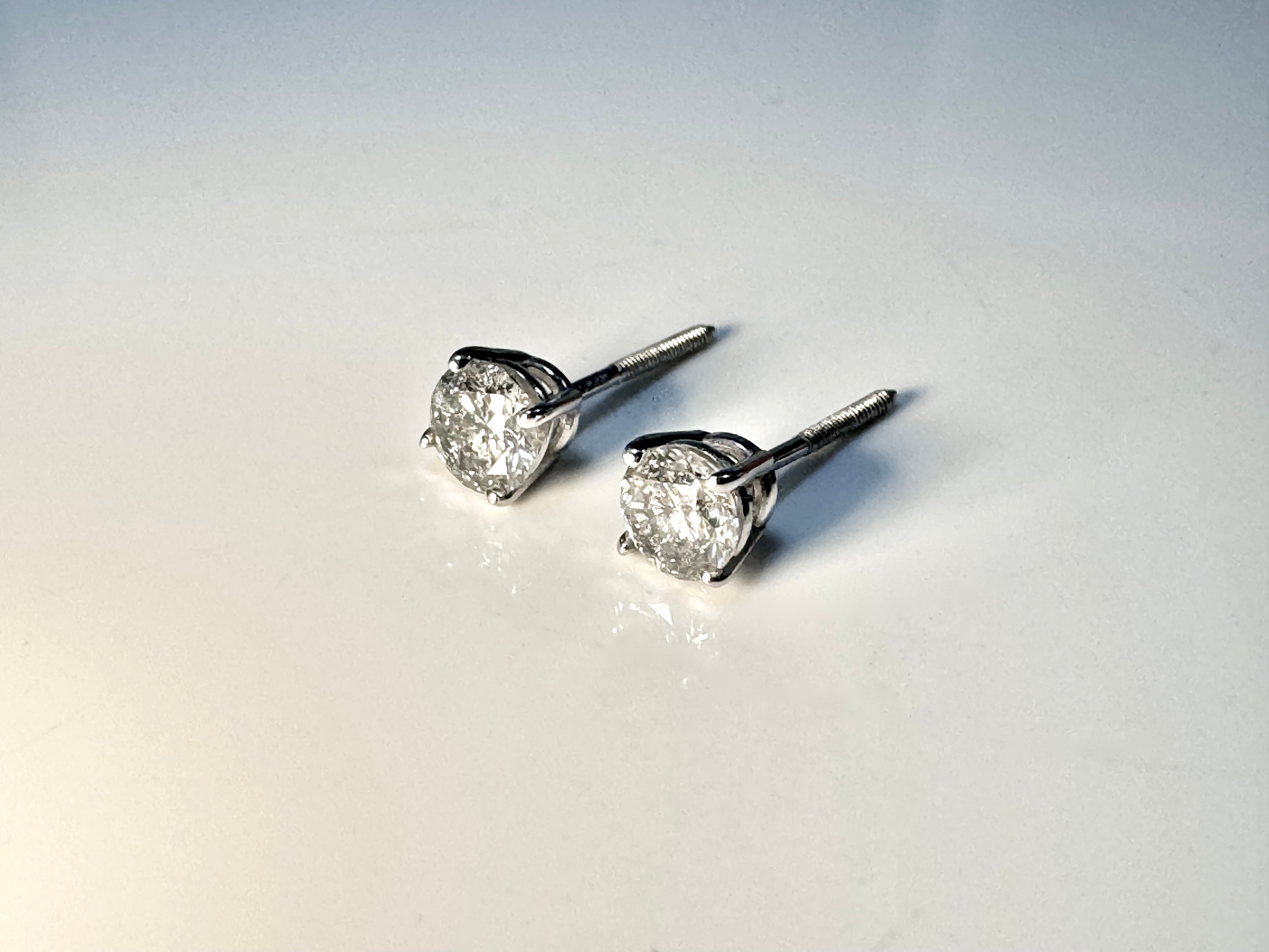 Diamond White Gold Screw Back Studs