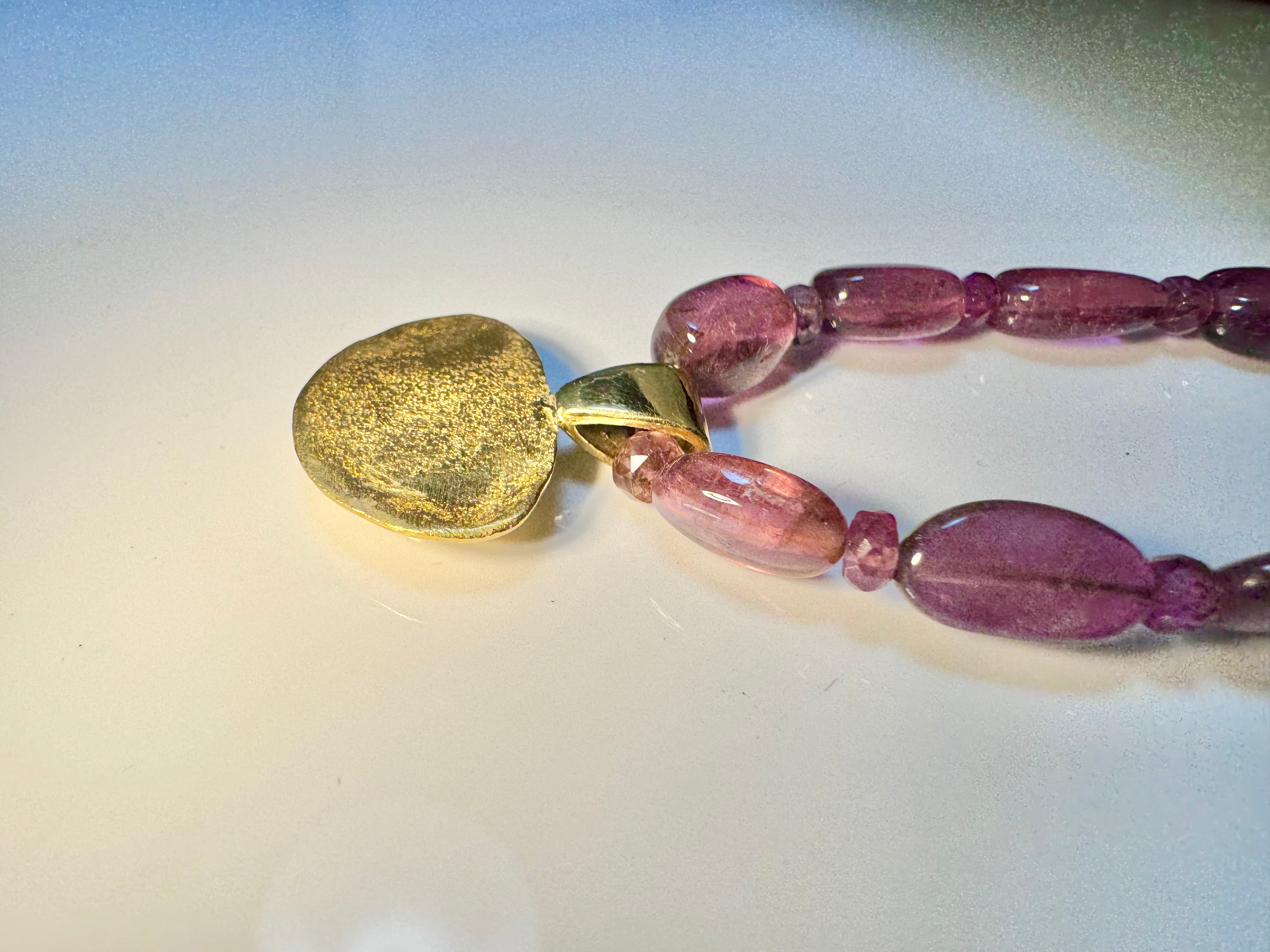 Watermelon & Pink Tourmaline 18k & 22k Necklace