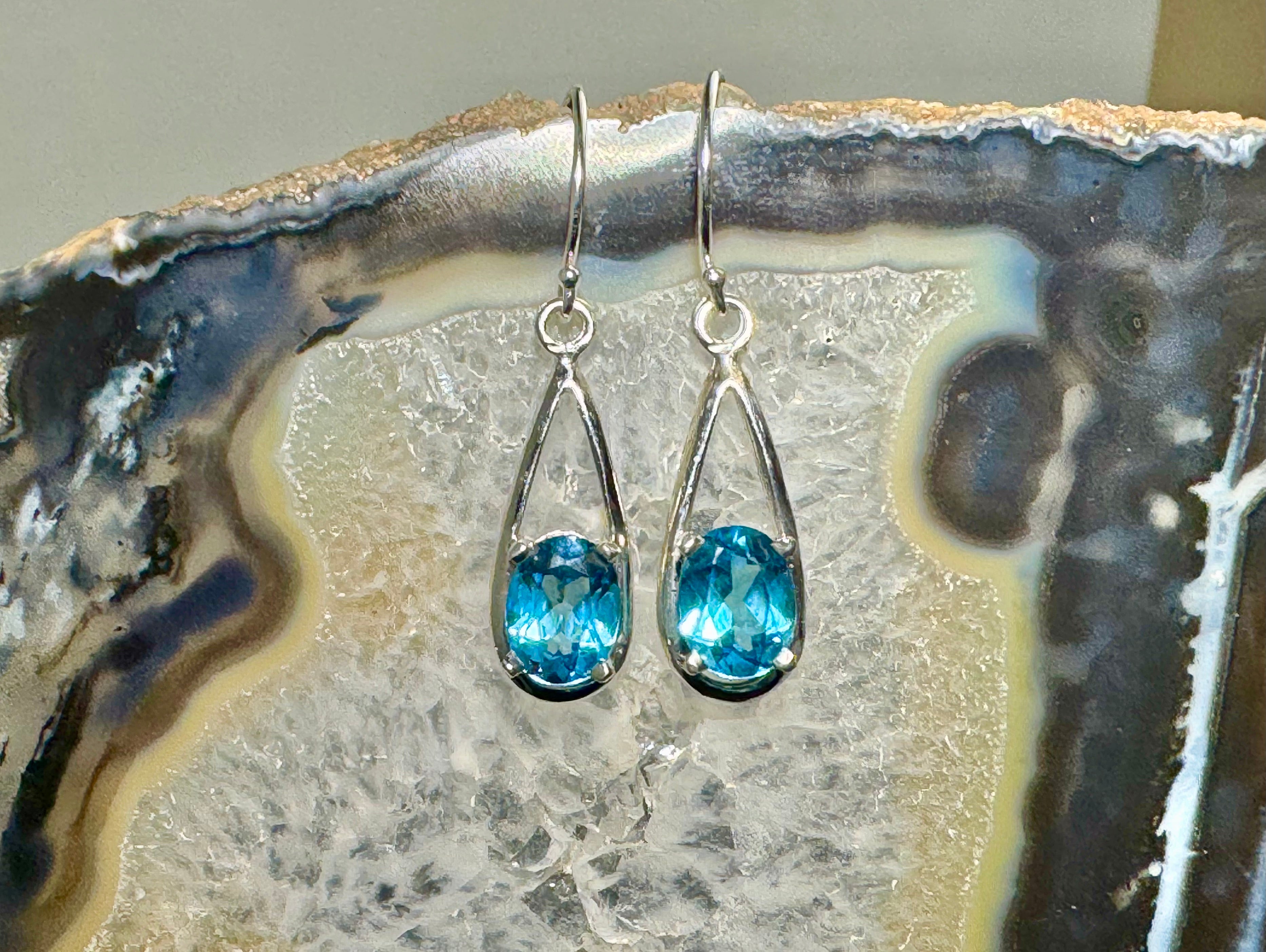 Blue Topaz Sterling Dangles