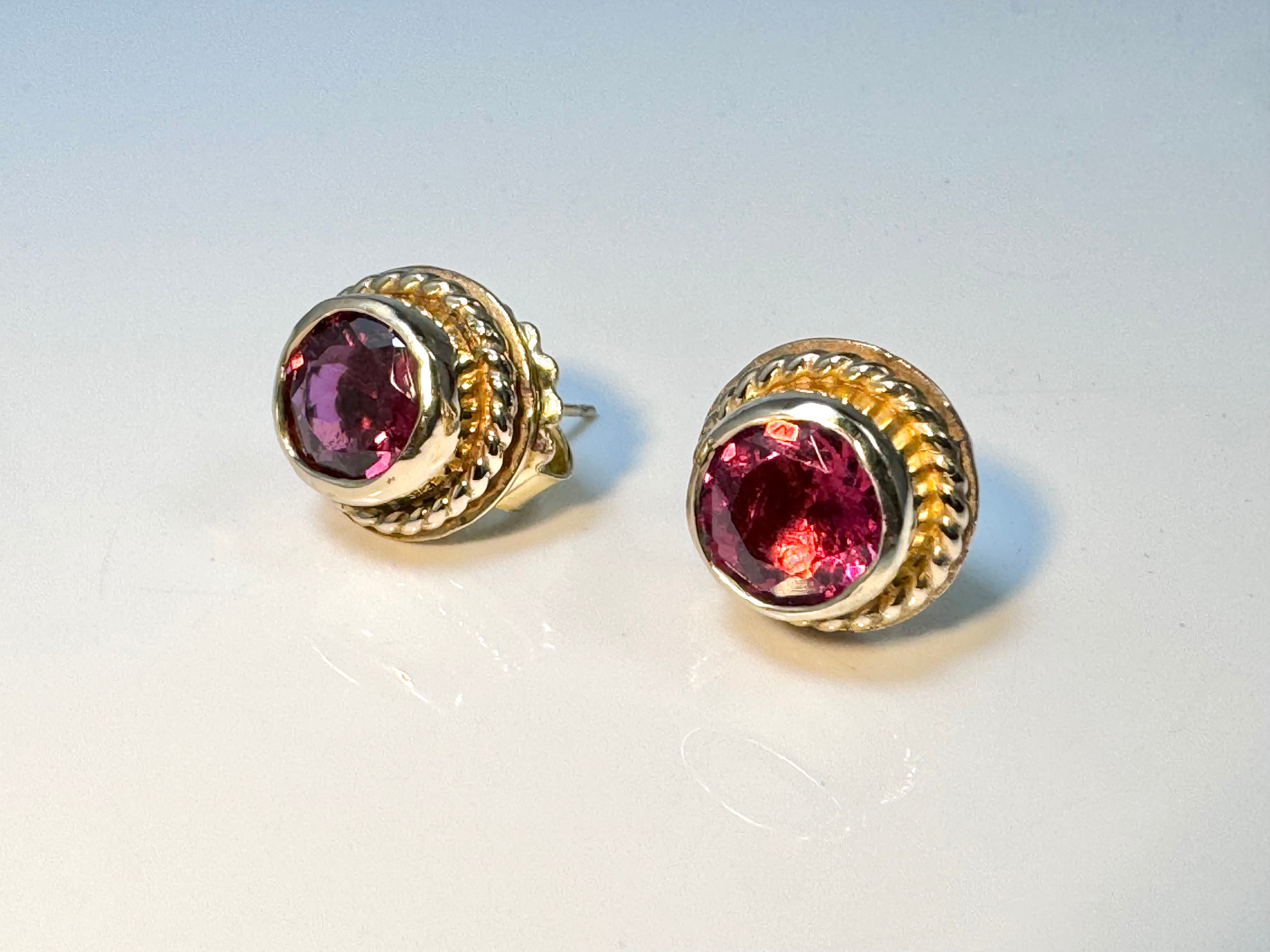 Rubellite Tourmaline 14k Stud Earrings