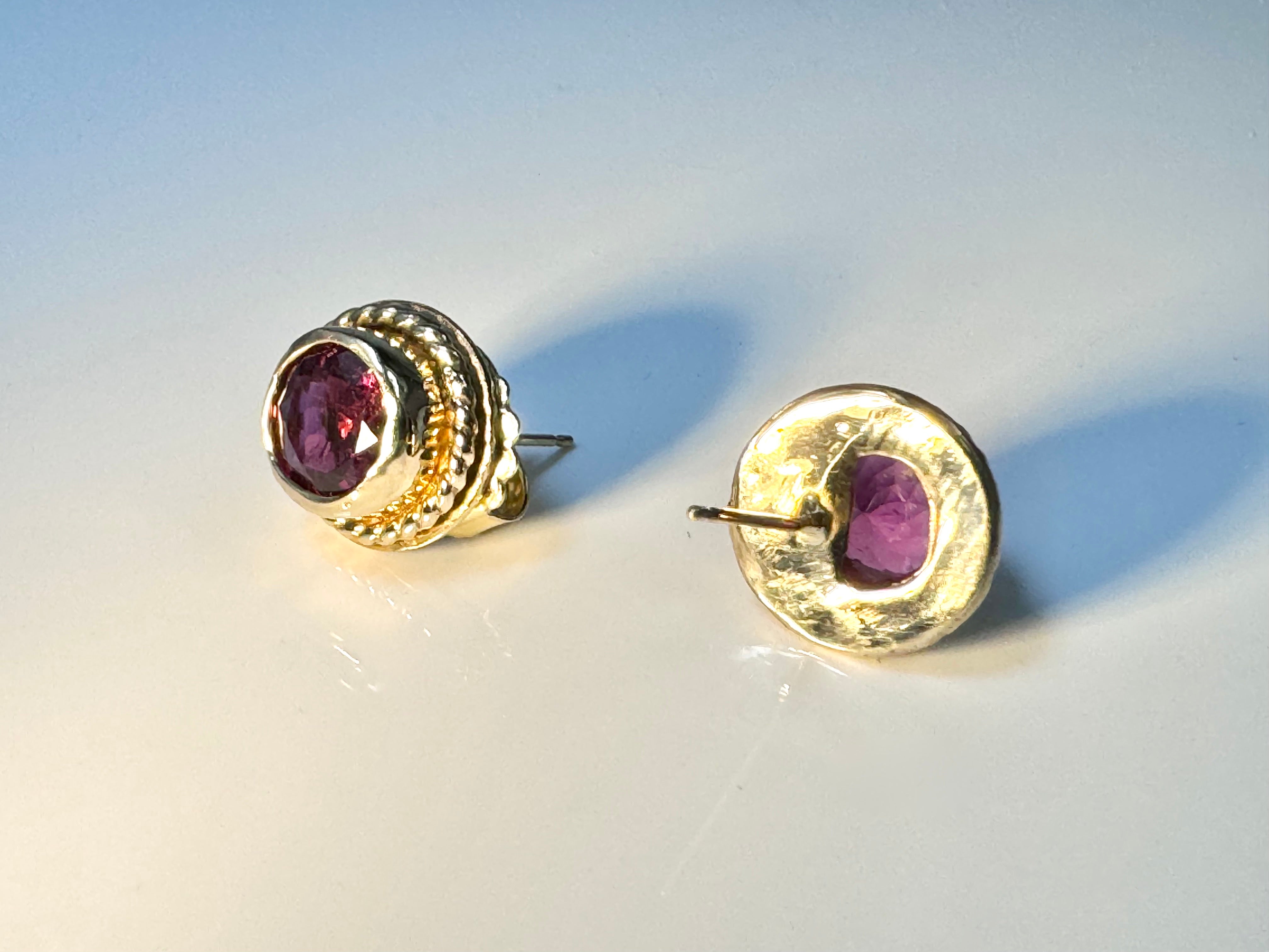 Rubellite Tourmaline 14k Stud Earrings