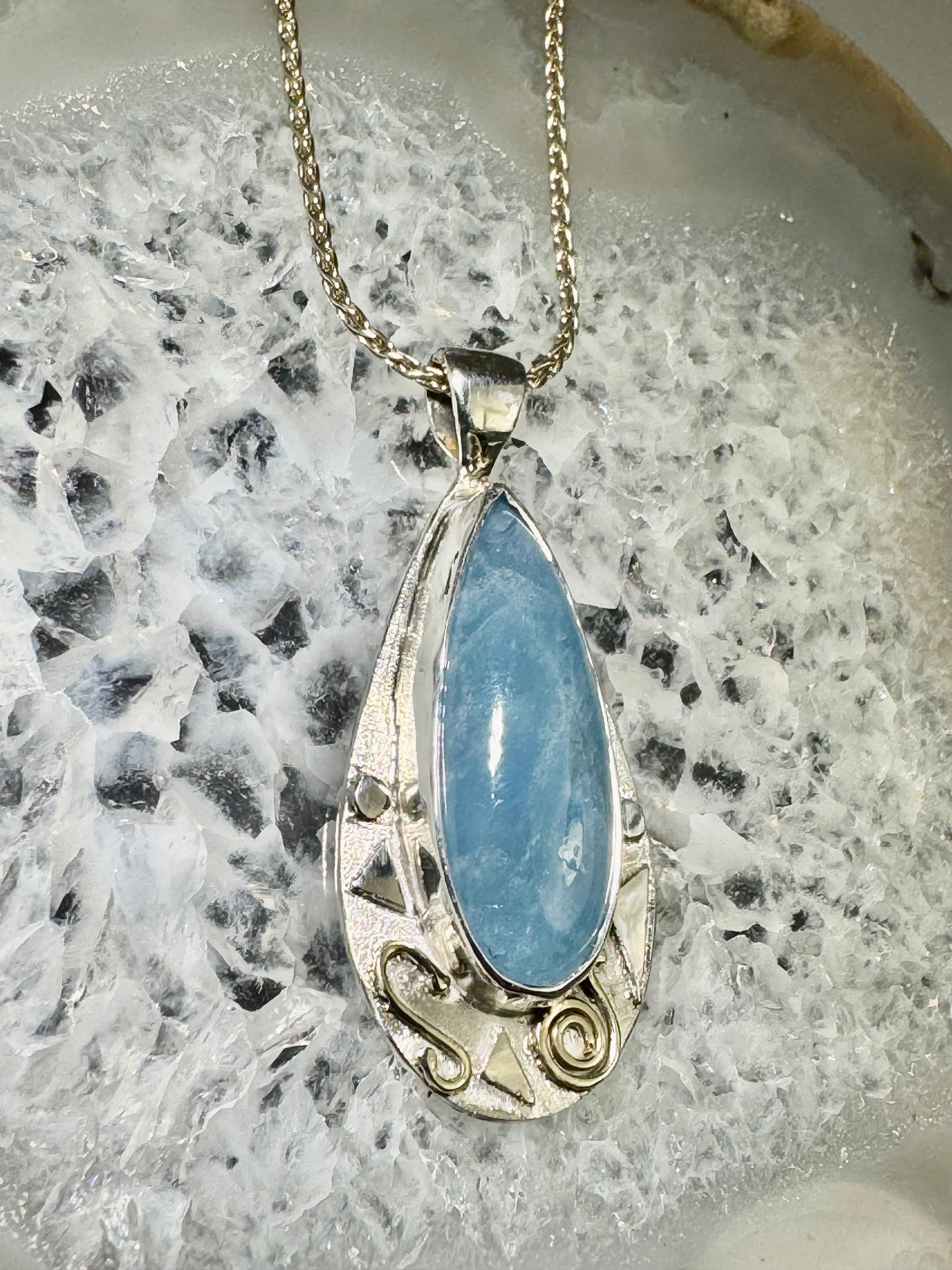Aquamarine Shapes Sterling Pendant
