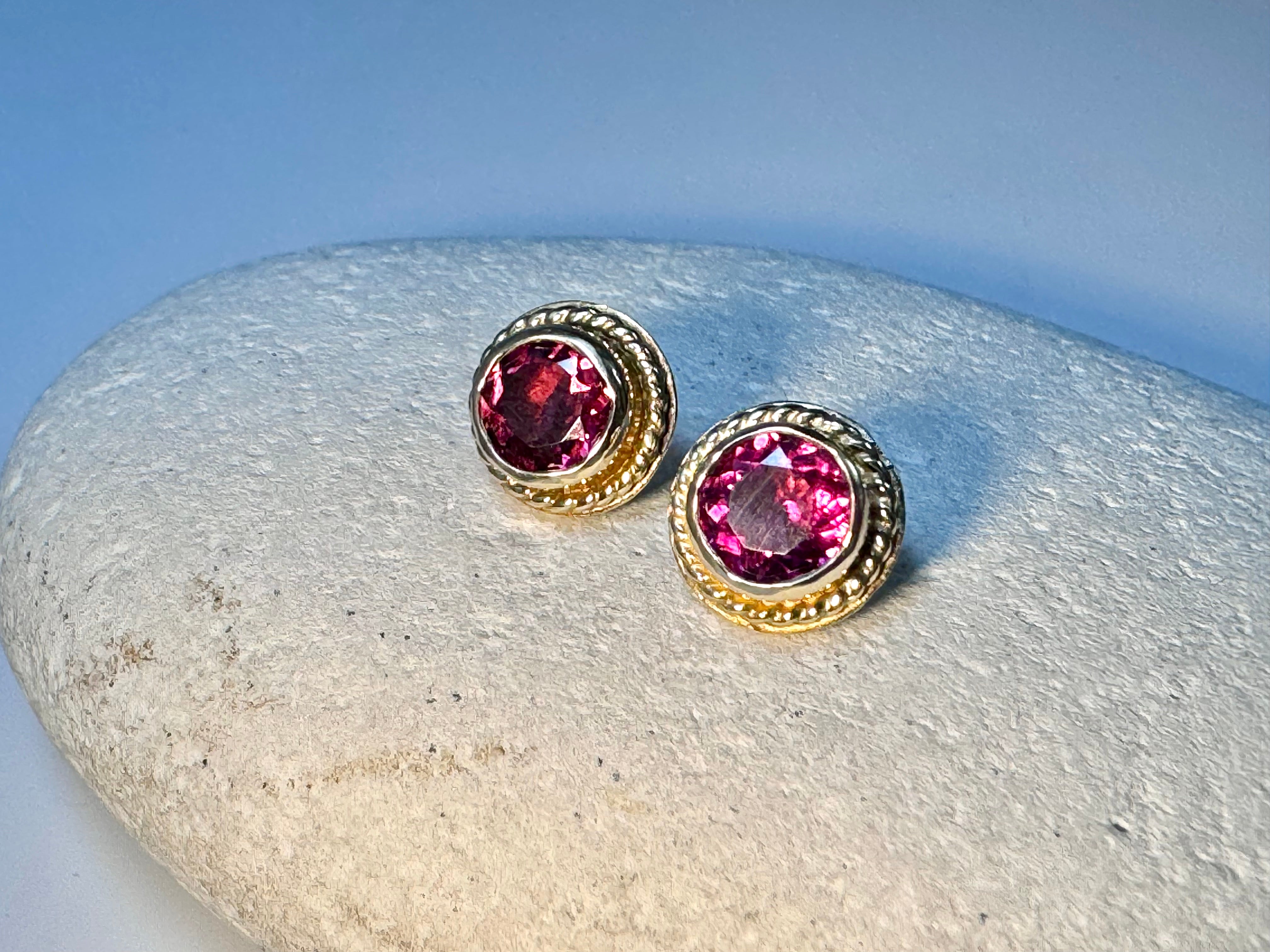 Rubellite Tourmaline 14k Stud Earrings