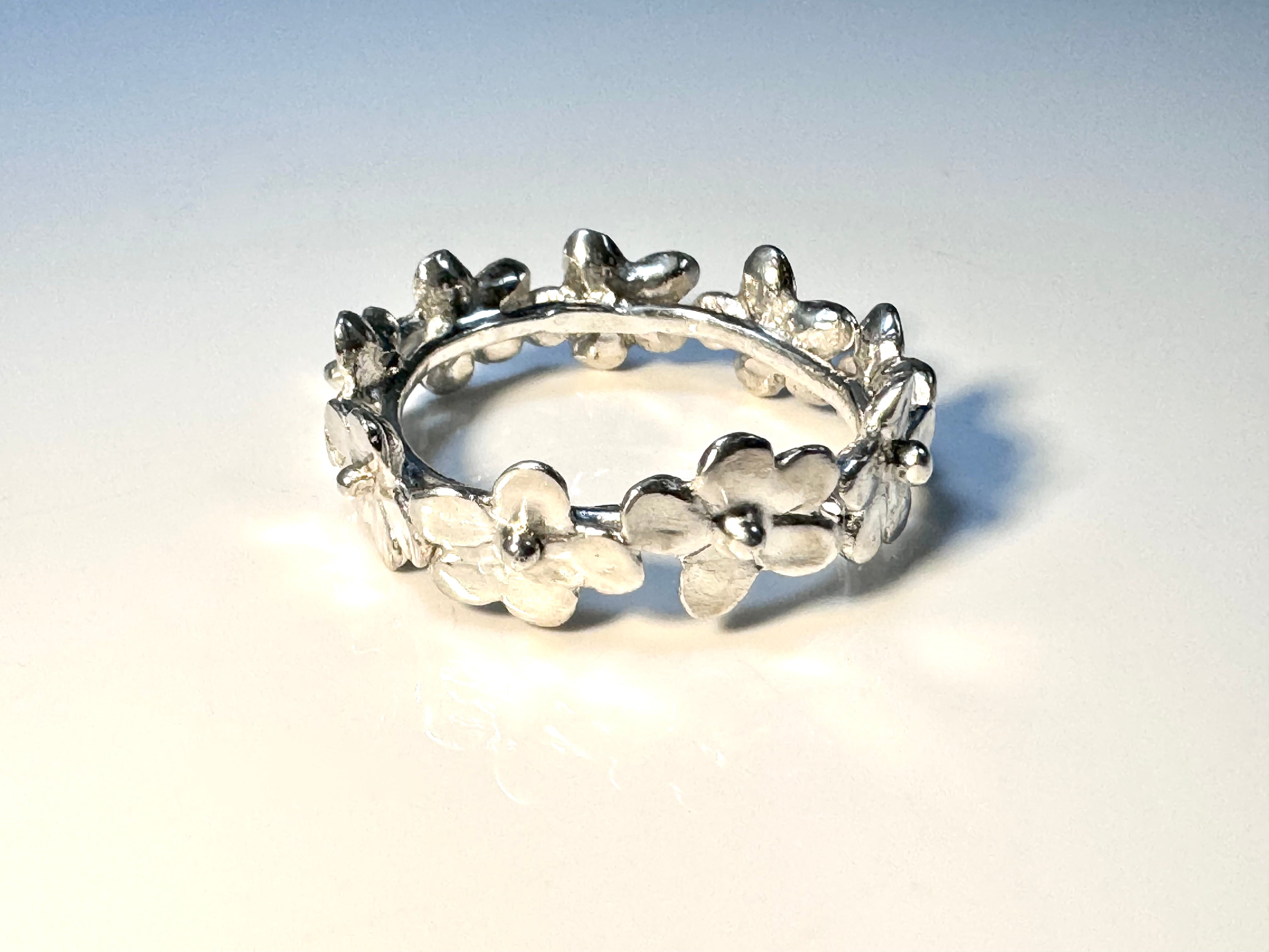 Flower Sterling Silver Band