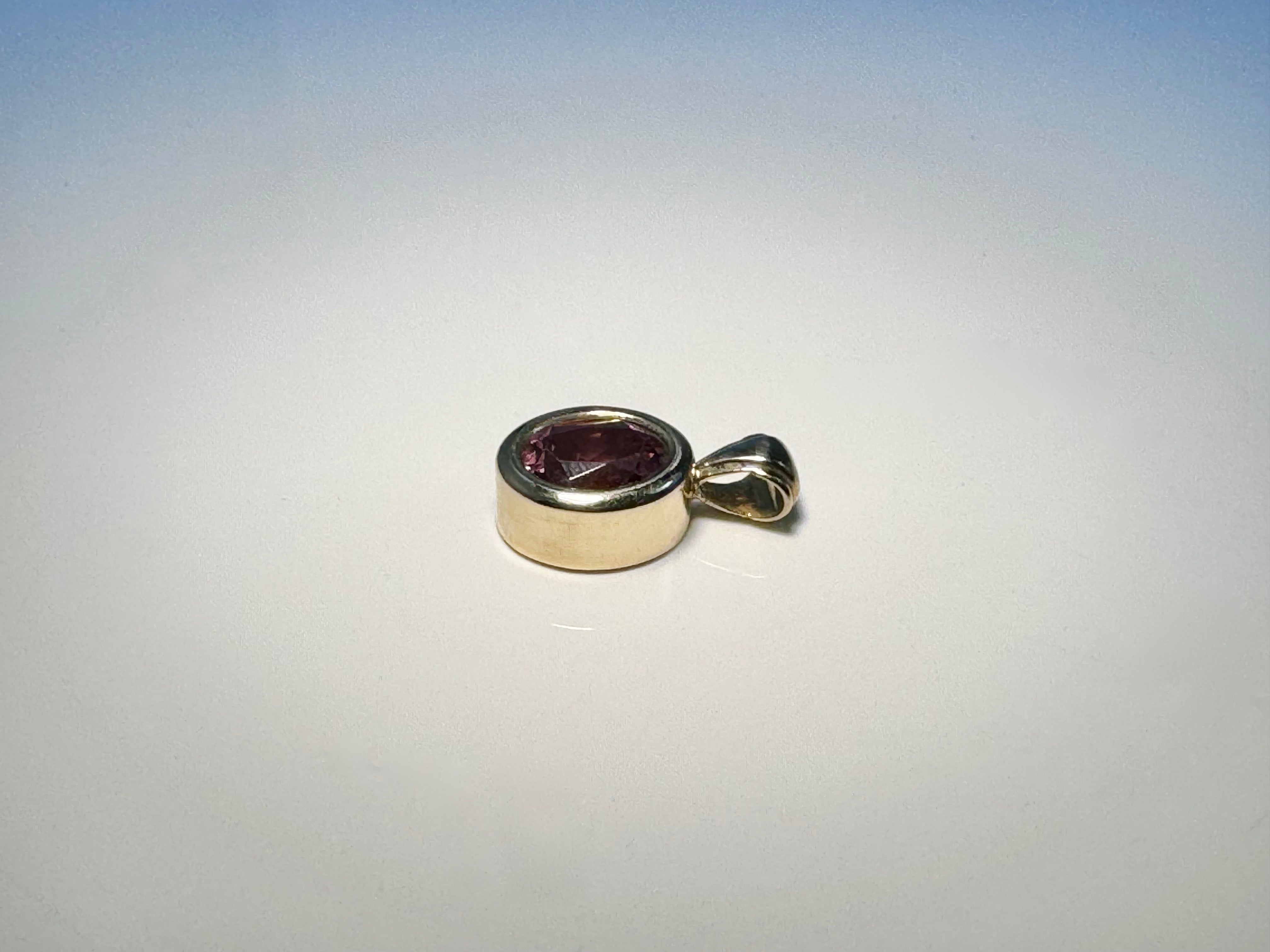Pink Tourmaline 14k Oval Pendant