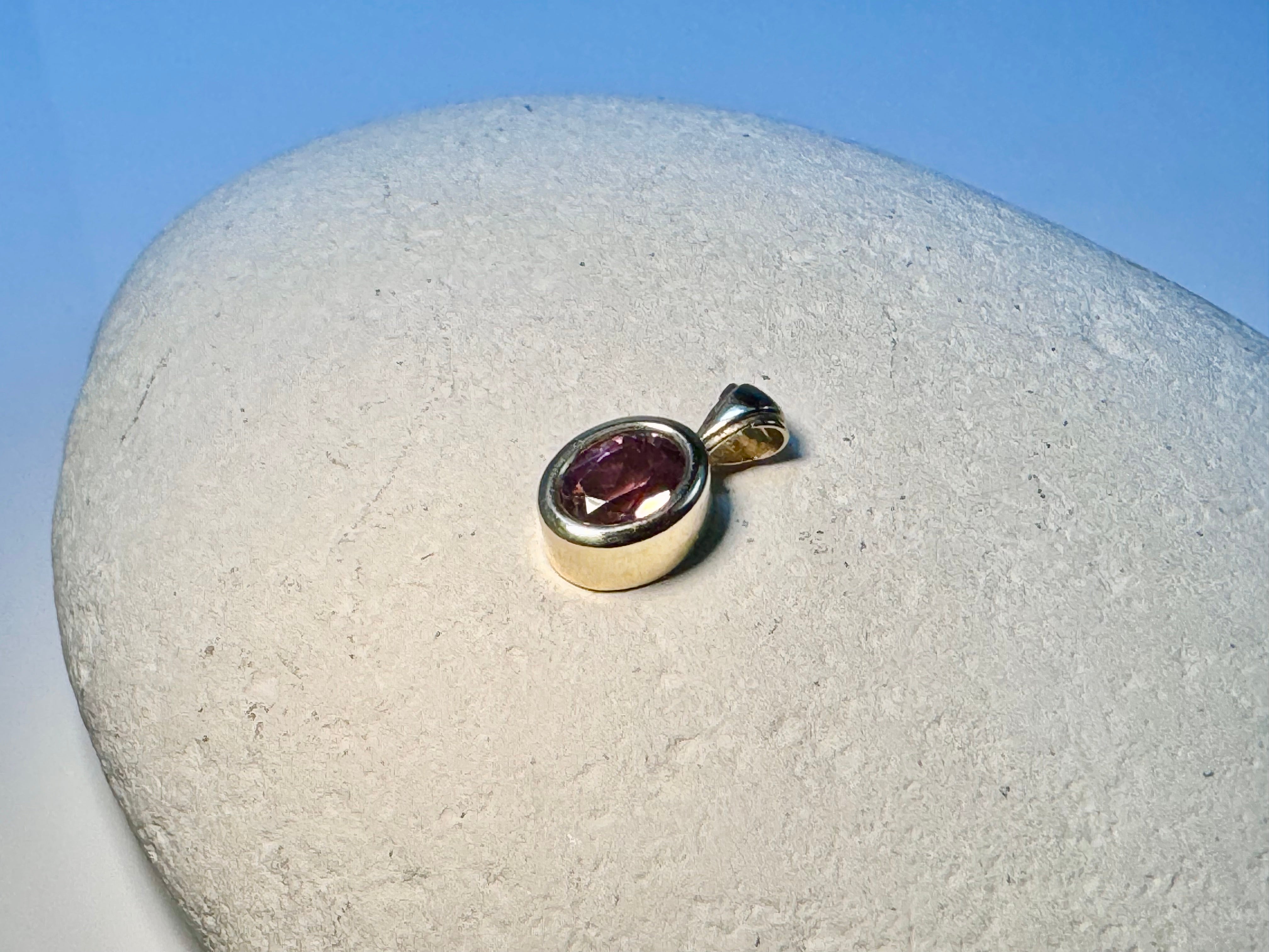 Pink Tourmaline 14k Oval Pendant