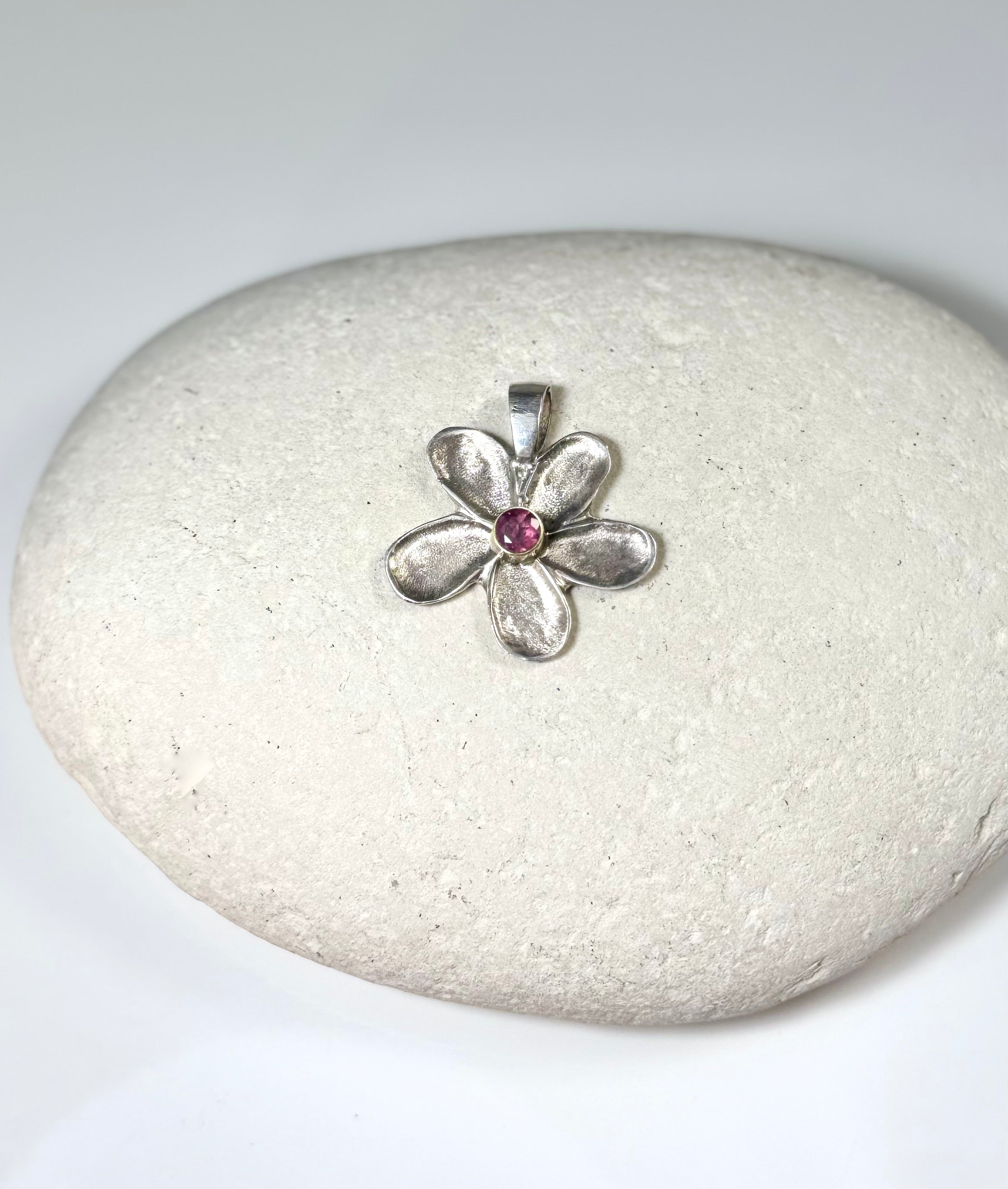 Tourmaline Flower Sterling Pendant