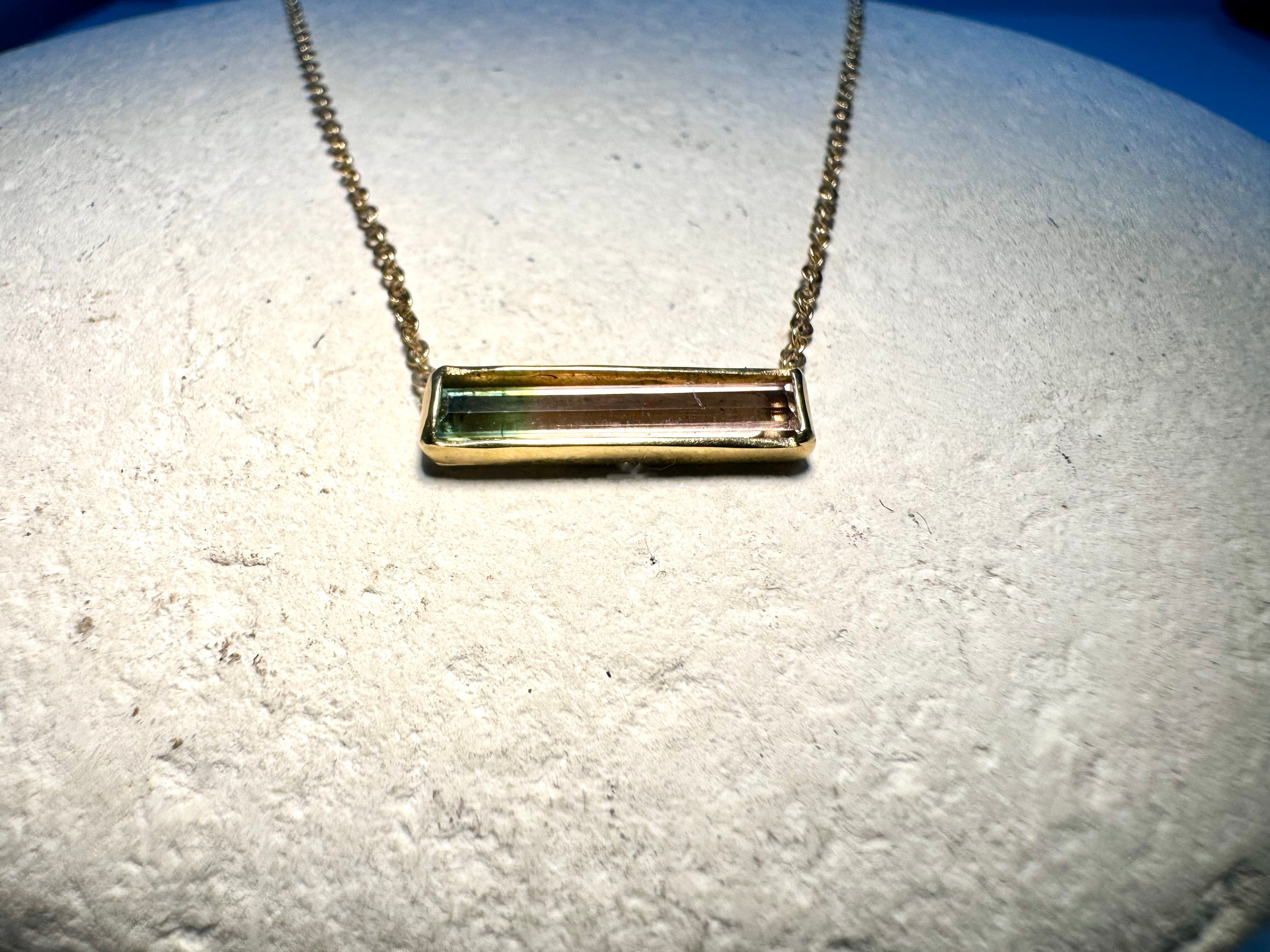 Tourmaline Emerald Cut 14k Neckalace