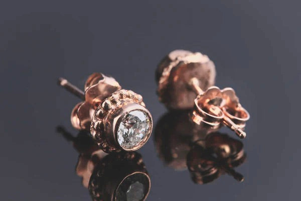 Diamond 14K Rose Beaded Studs