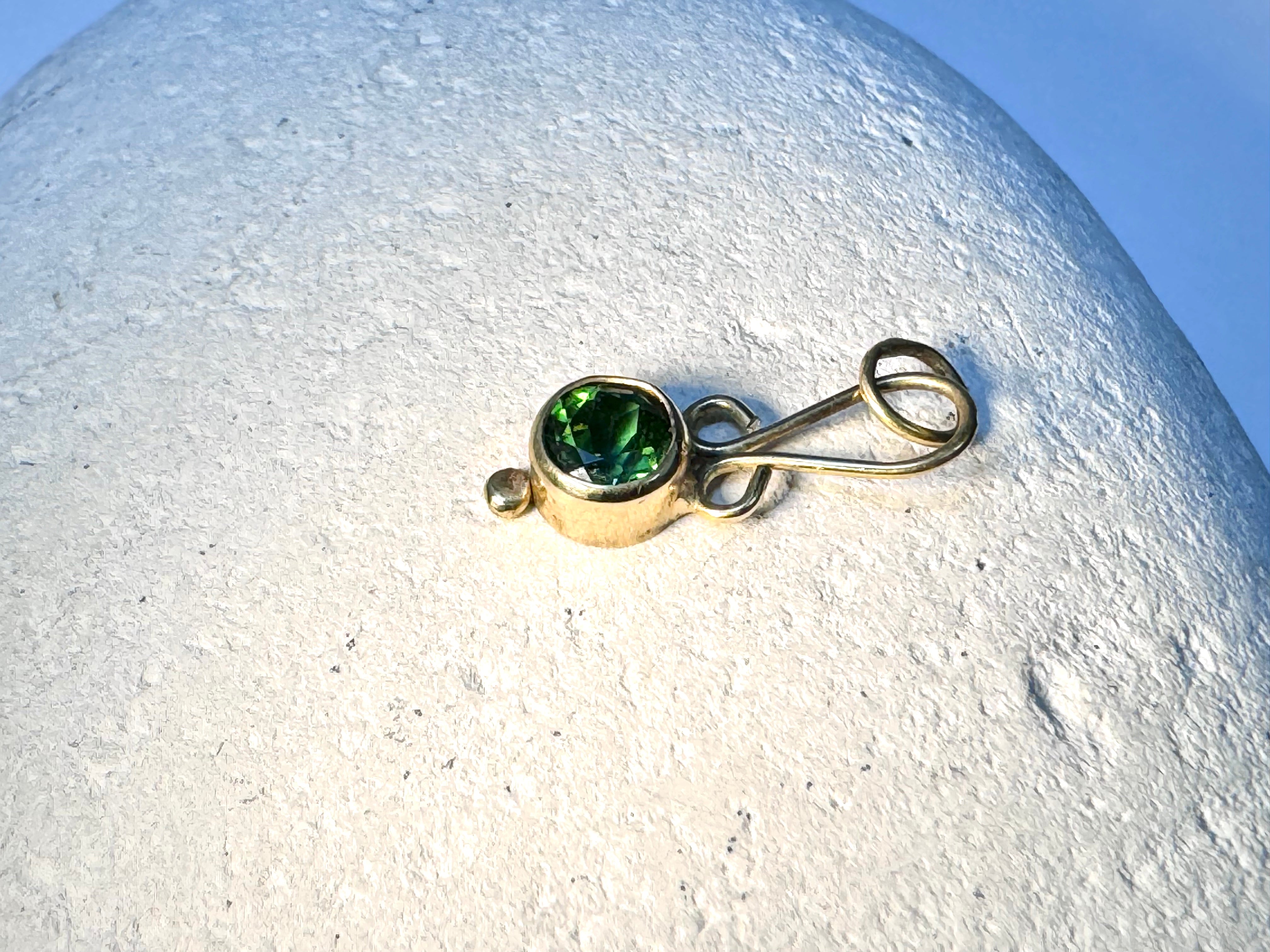 Green Tourmaline Drop 18k Pendant