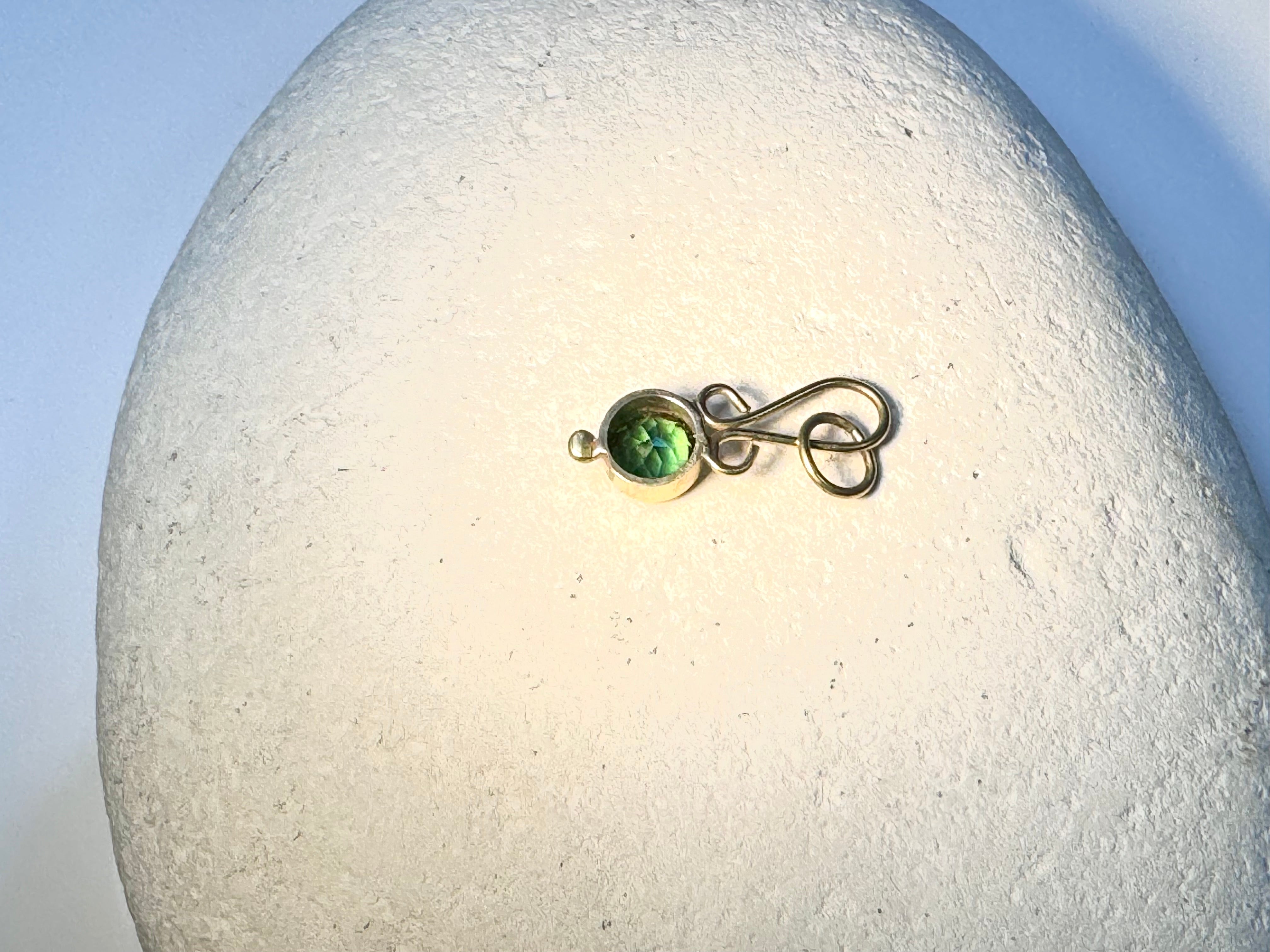 Green Tourmaline Drop 18k Pendant