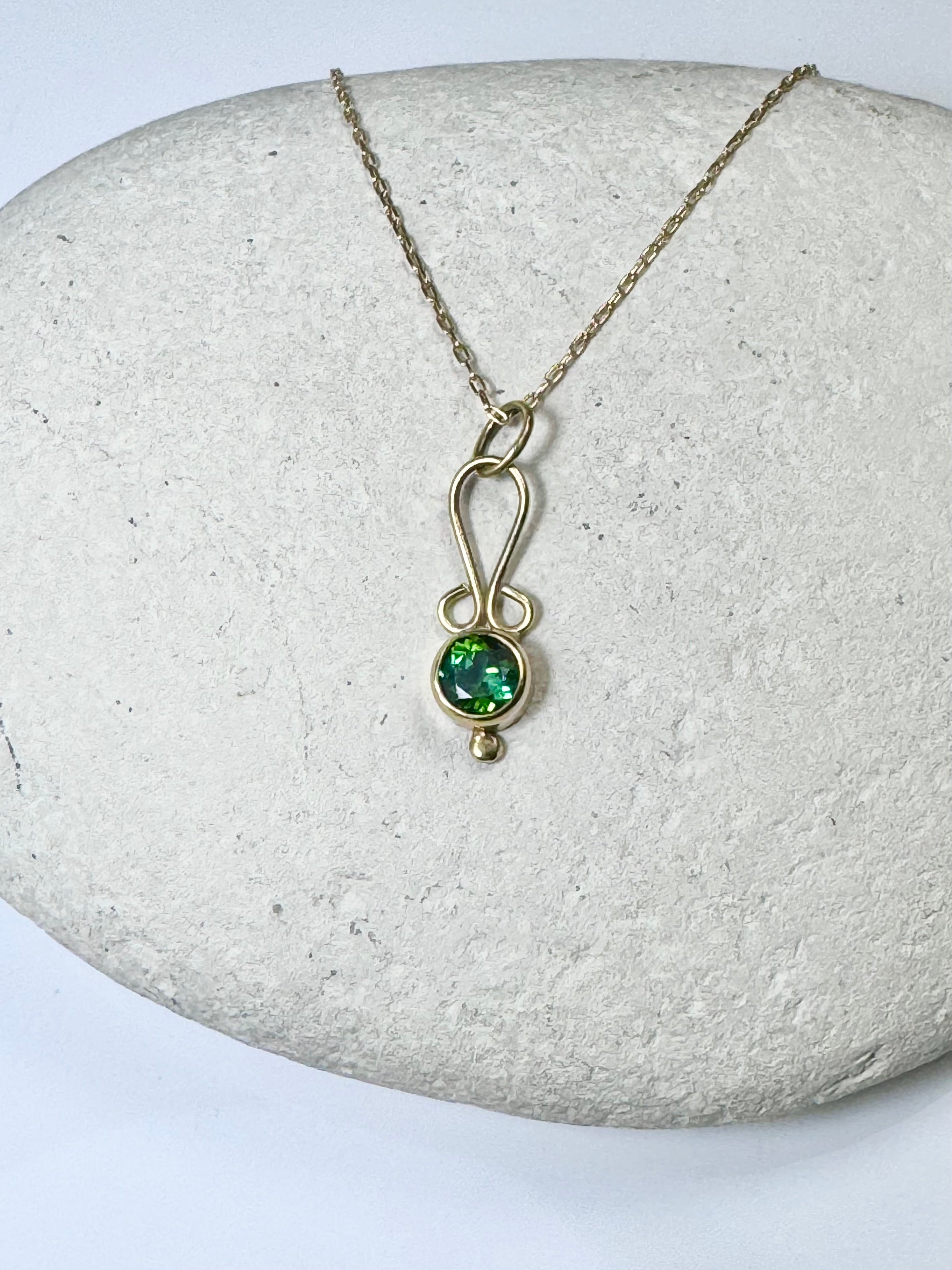 Green Tourmaline Drop 18k Pendant