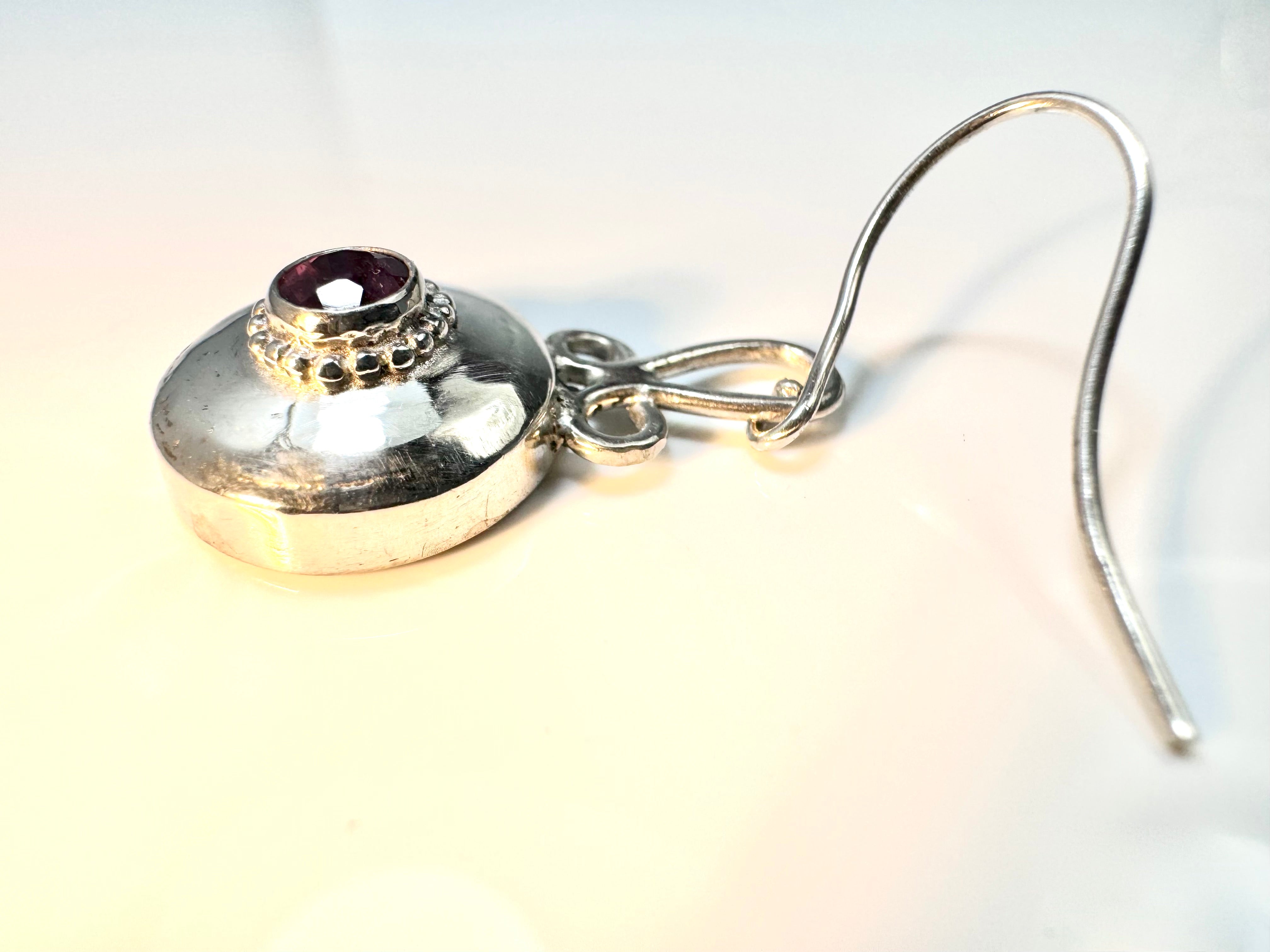 Pink Tourmaline Beaded Sterling Dangles