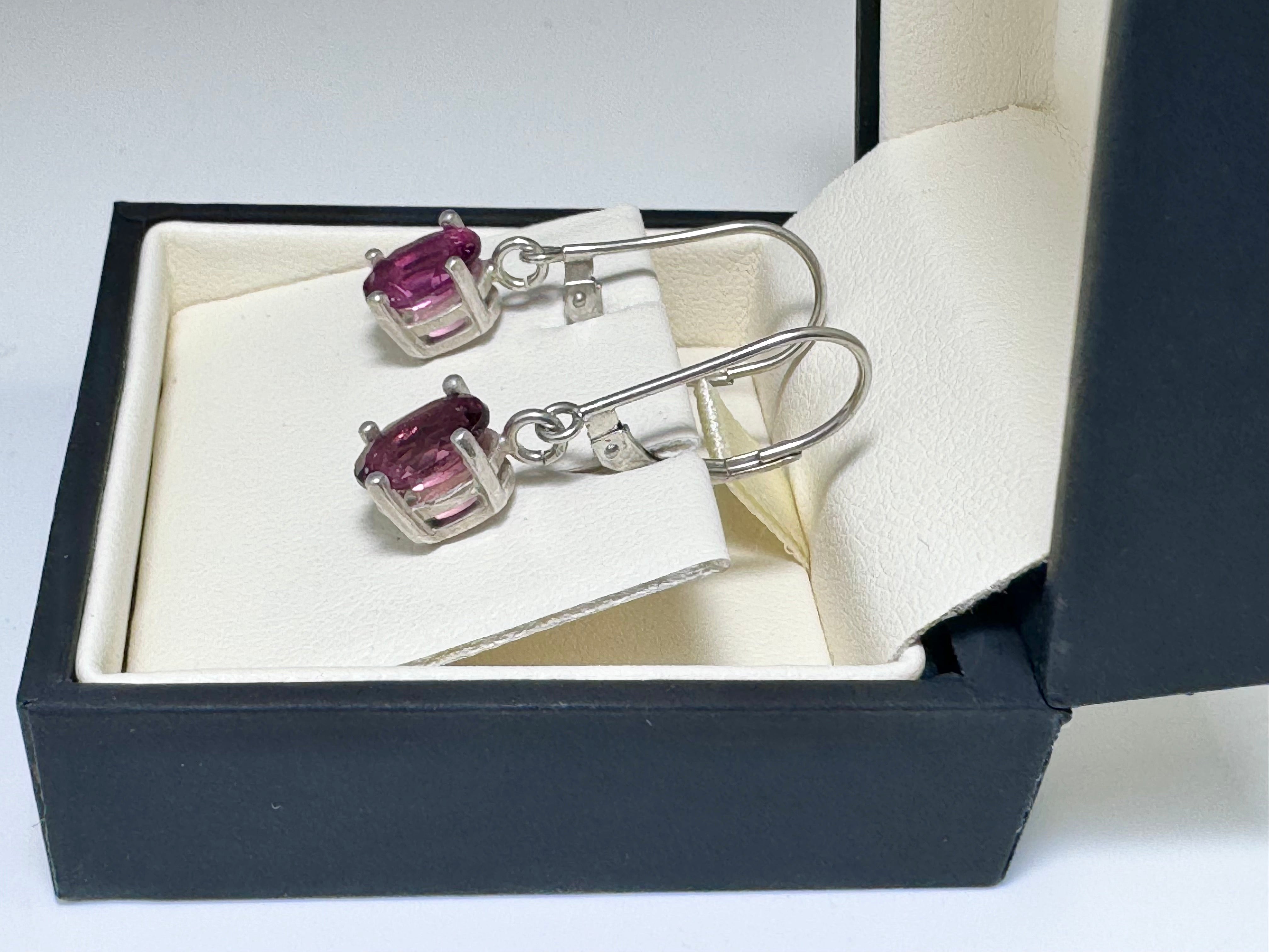 Pink Tourmaline Faceted Lever Back Sterling Earrings