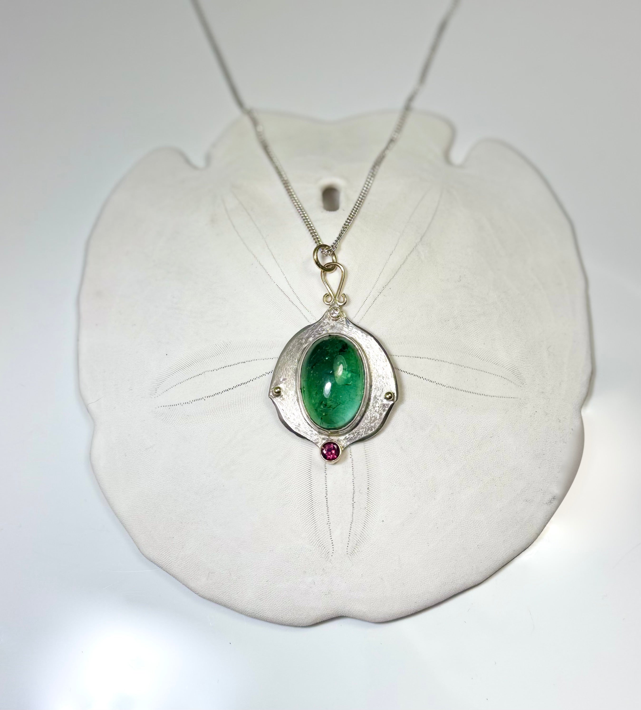 Green & Pink Tourmaline Two Tone Pendant