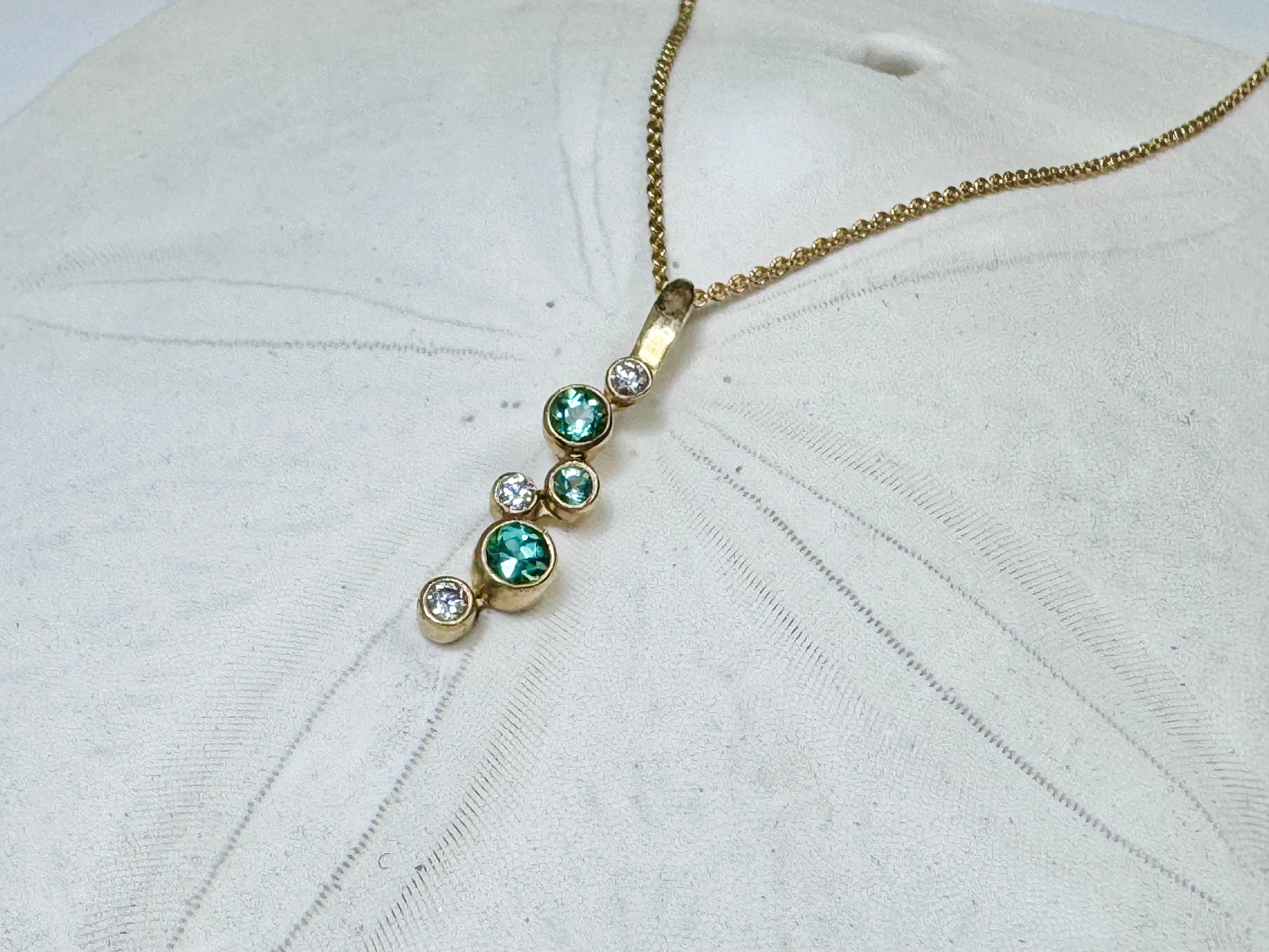 Green Tourmaline Diamond 14k Pendant