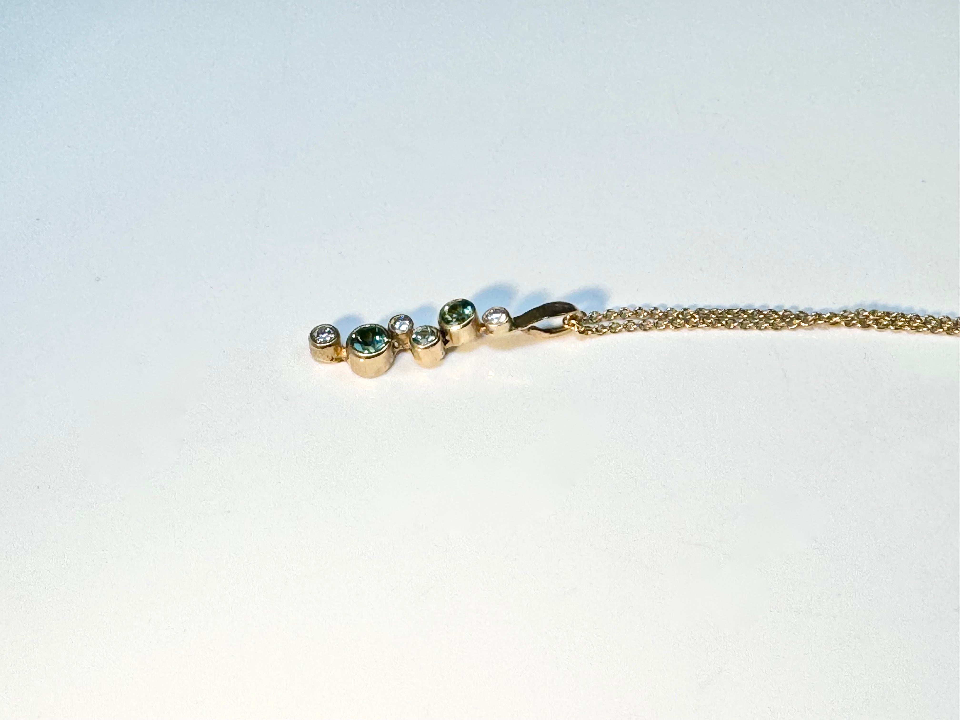 Green Tourmaline Diamond 14k Pendant