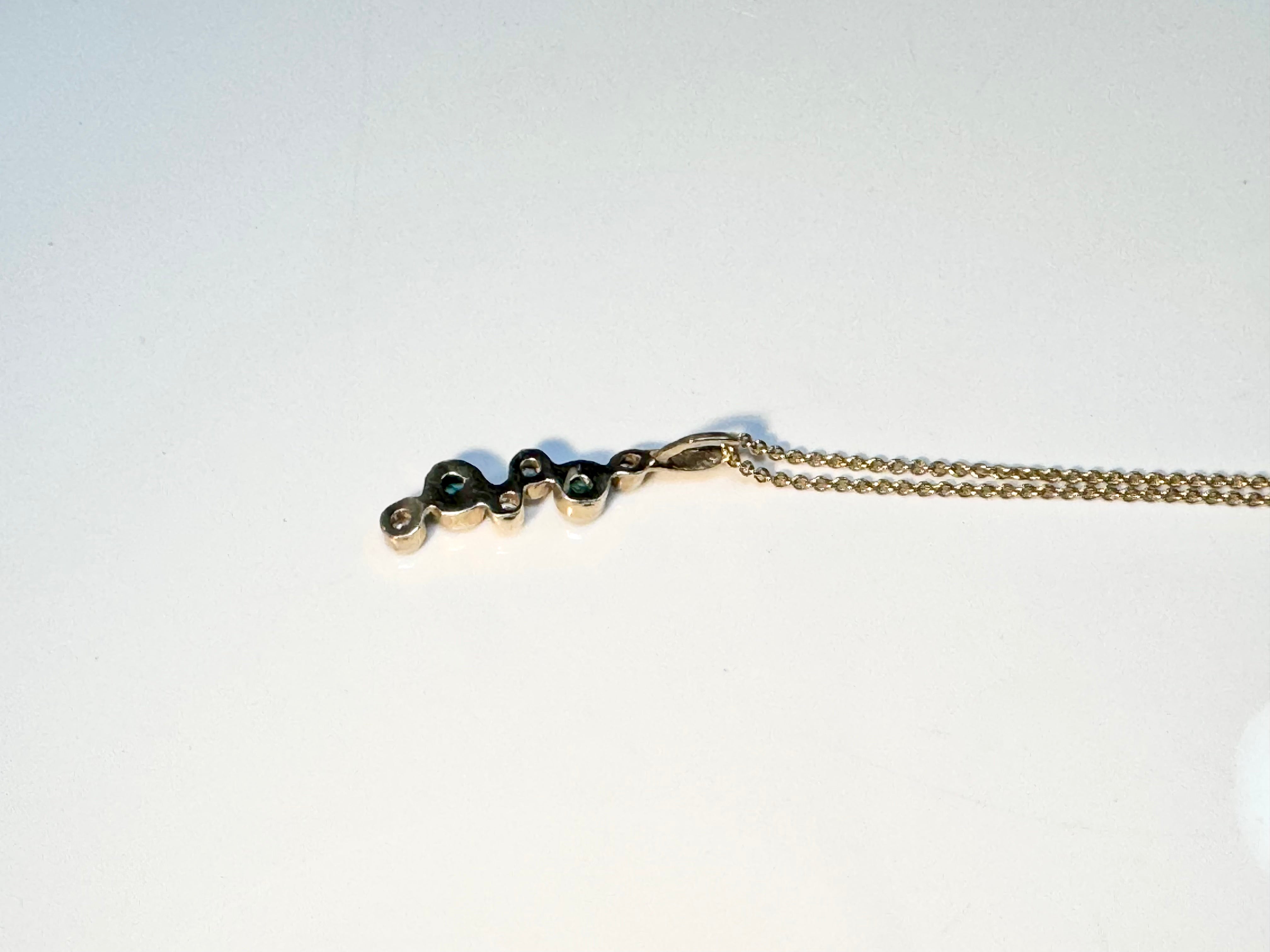 Green Tourmaline Diamond 14k Pendant