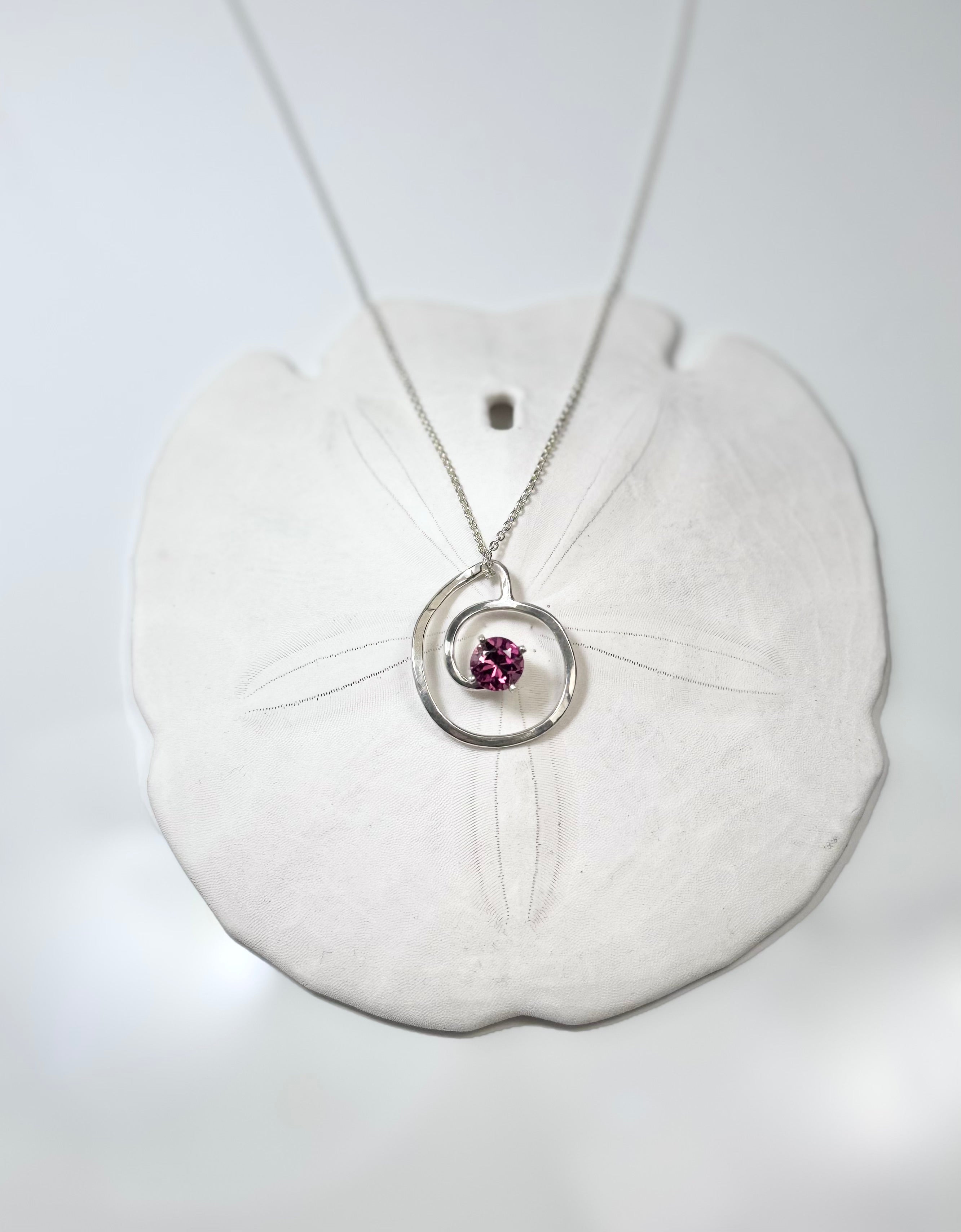 Pink Tourmaline Swirl Sterling Pendant