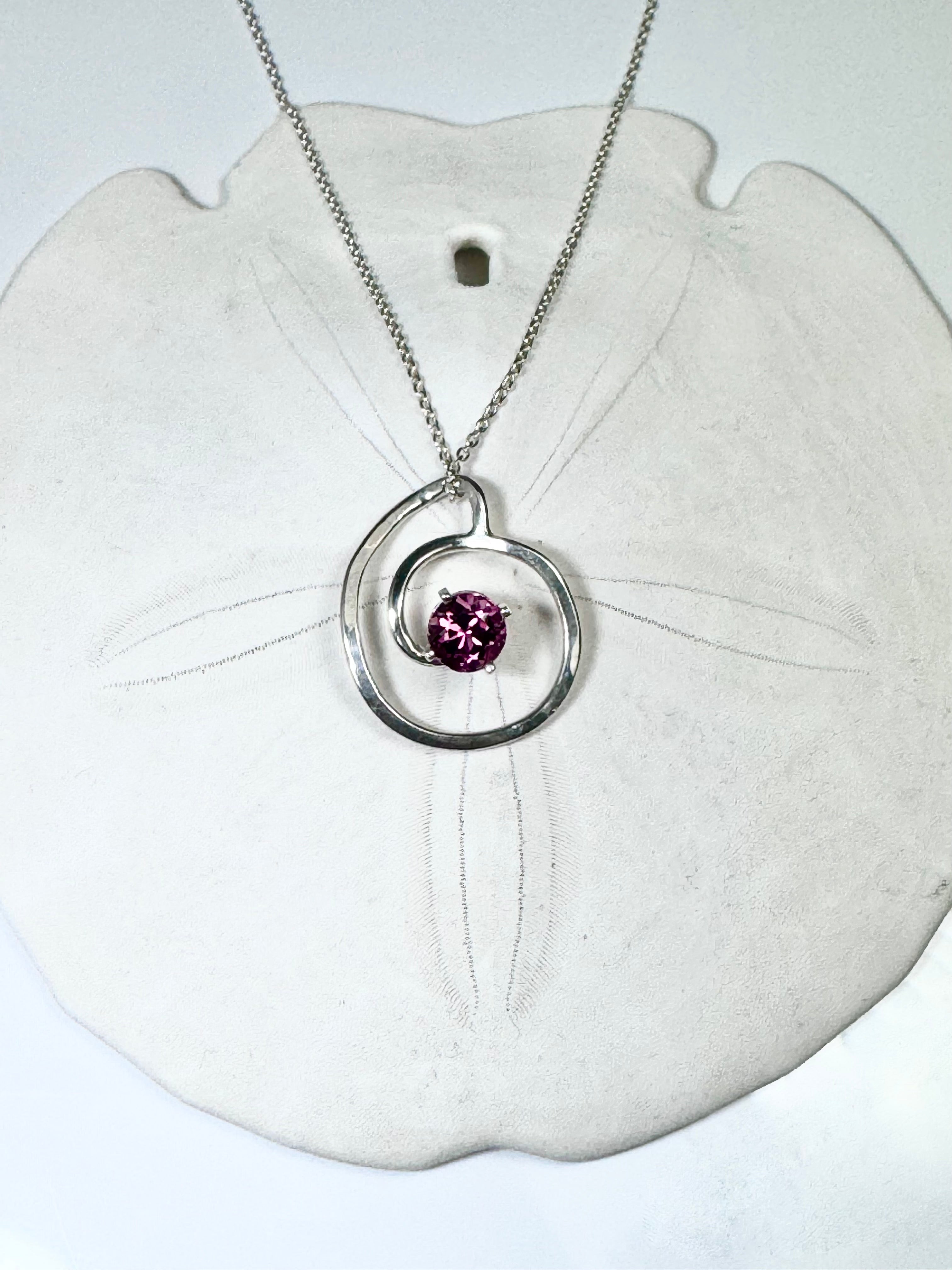 Pink Tourmaline Swirl Sterling Pendant