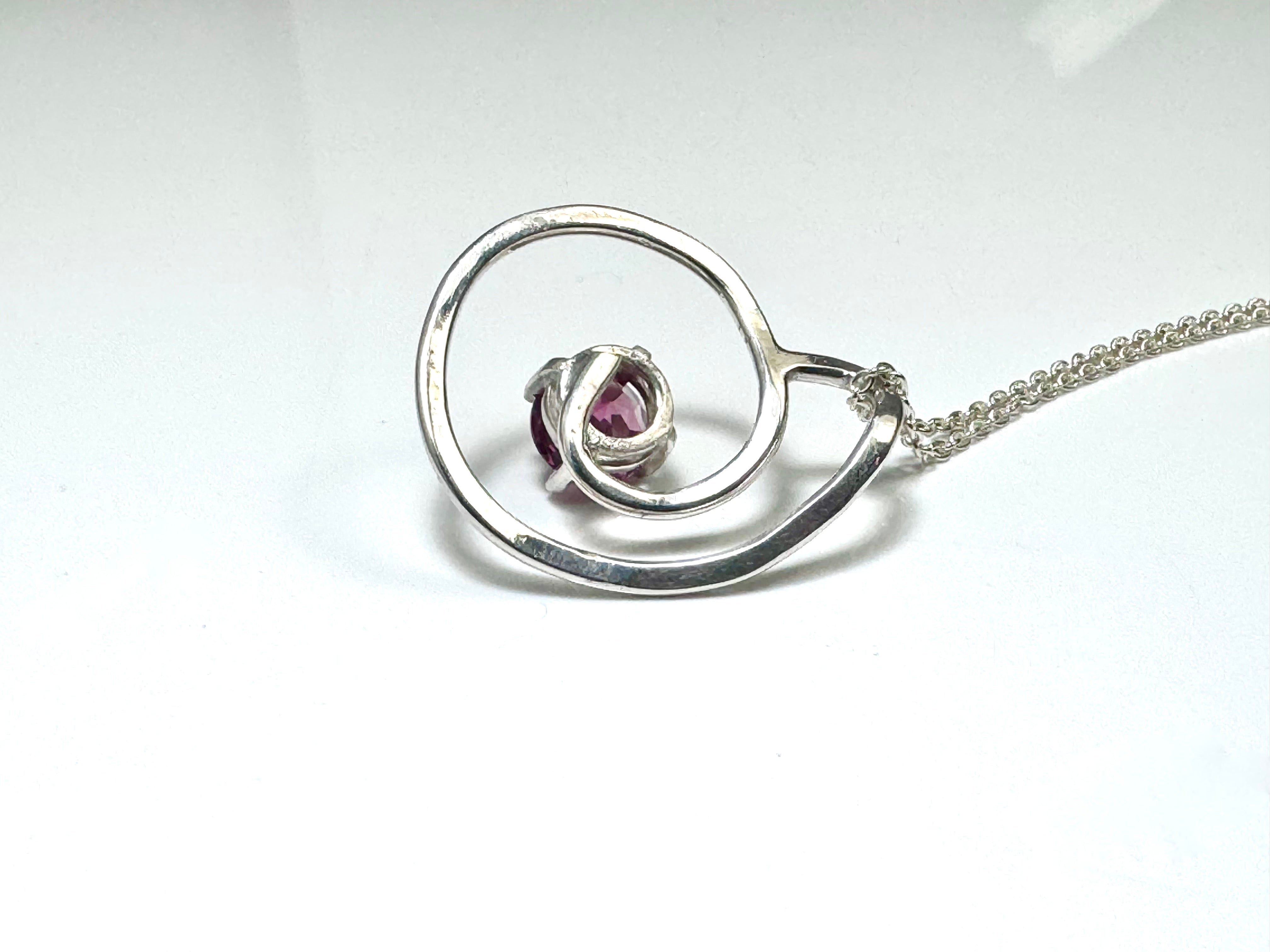 Pink Tourmaline Swirl Sterling Pendant