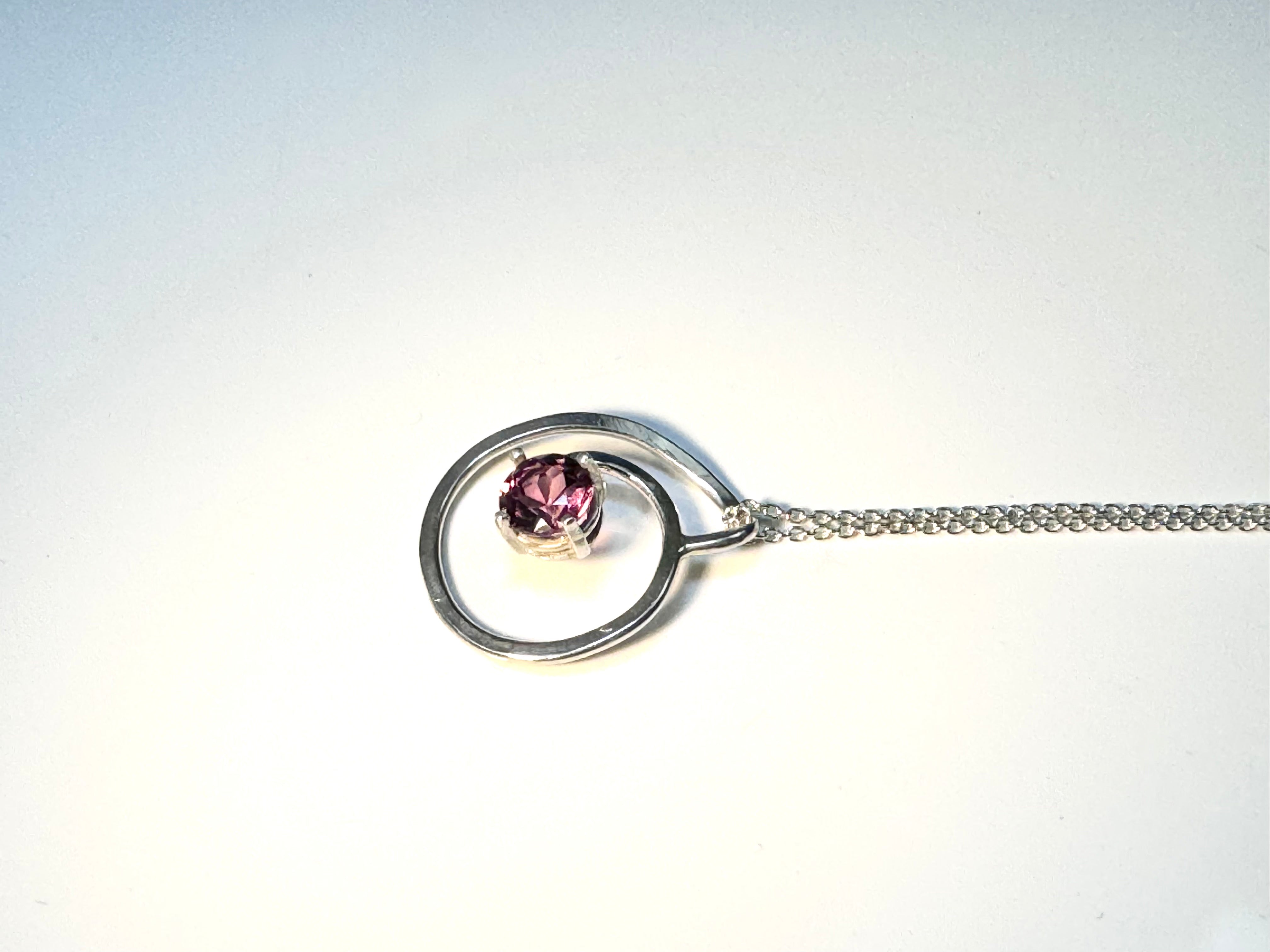 Pink Tourmaline Swirl Sterling Pendant