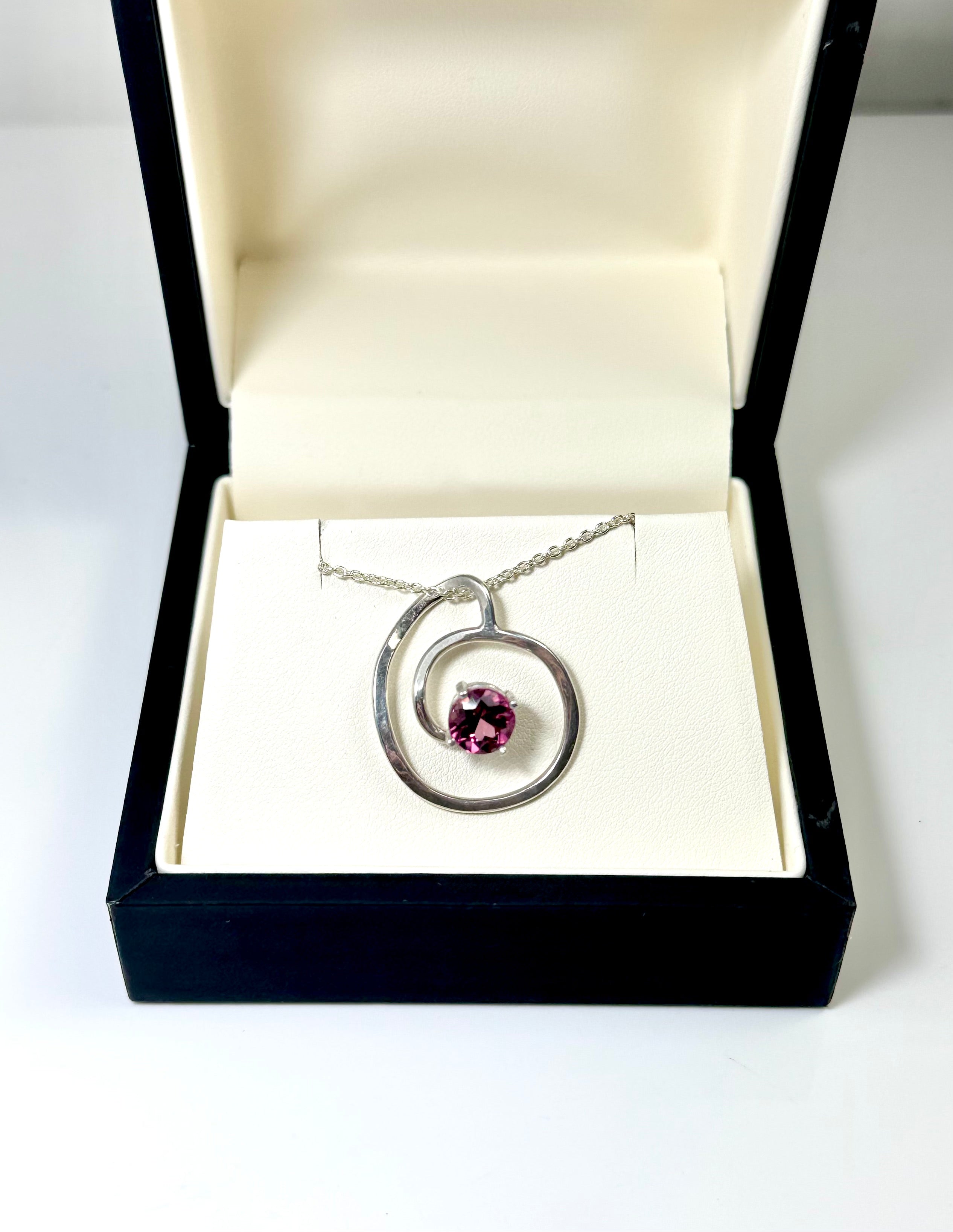 Pink Tourmaline Swirl Sterling Pendant