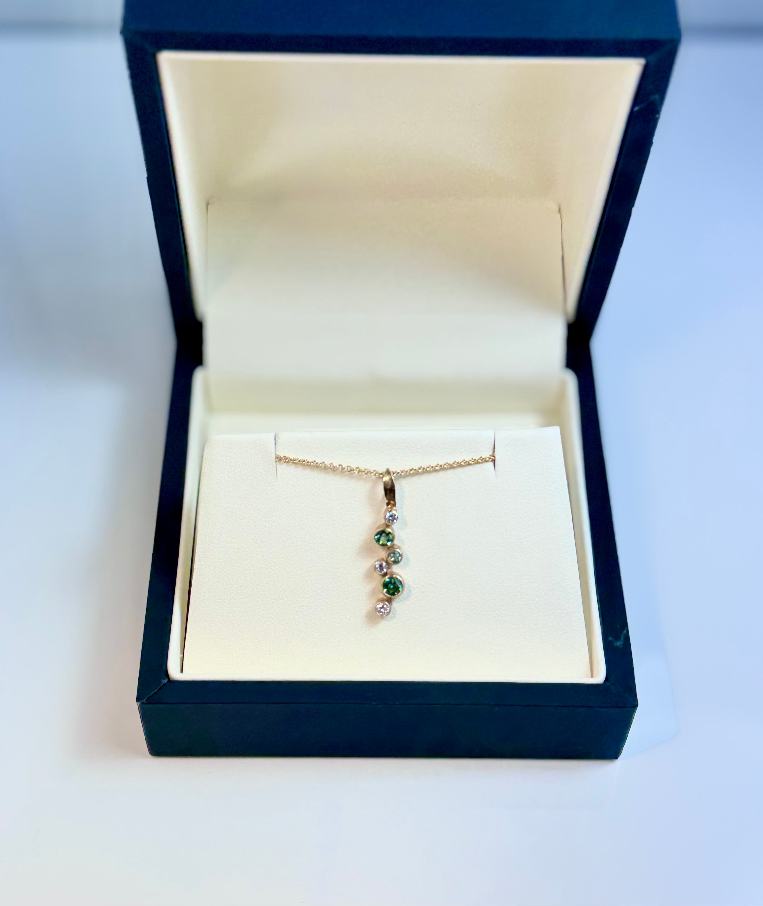 Green Tourmaline Diamond 14k Pendant