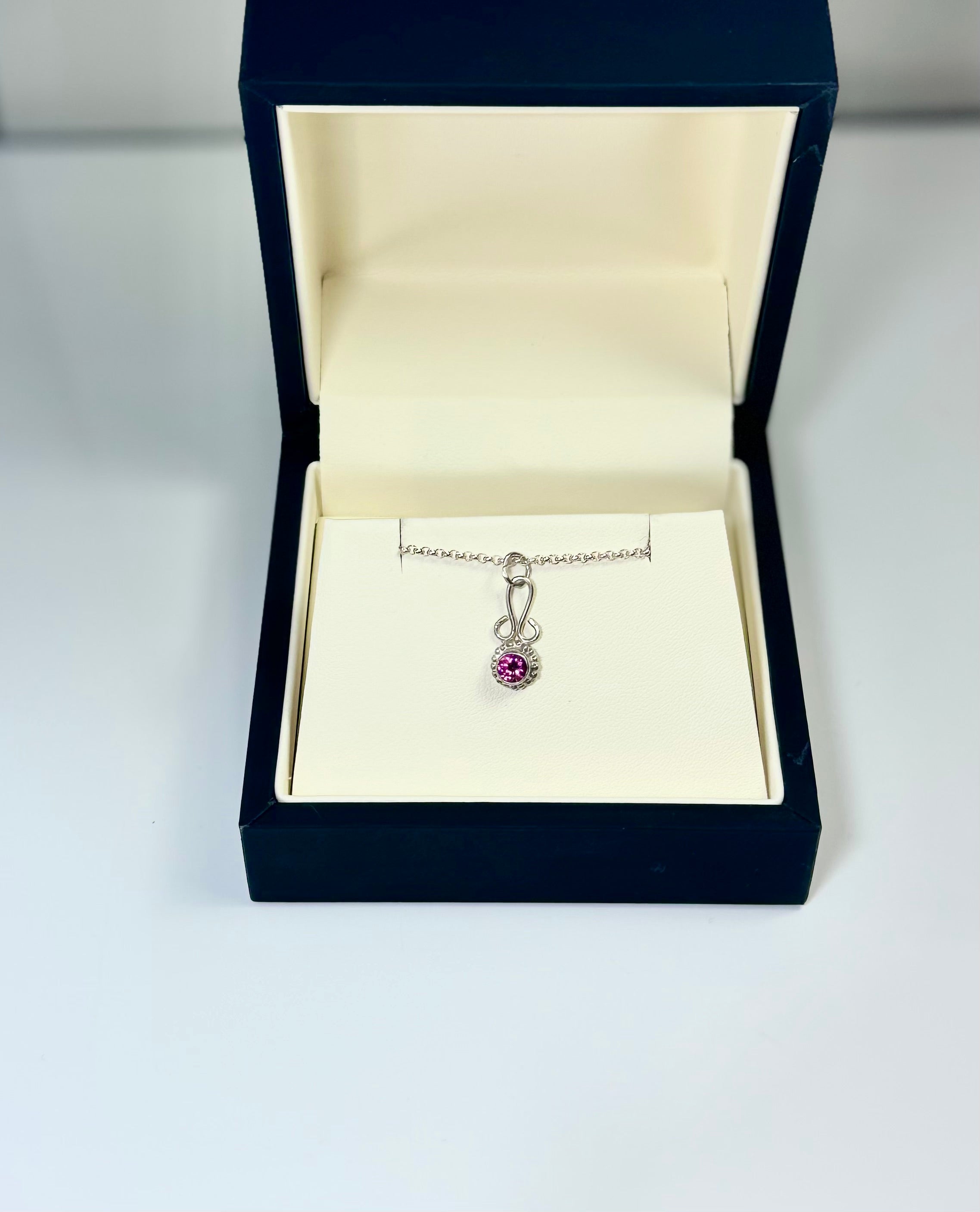 Pink Tourmaline (Newry, Maine) Beaded Sterling Pendant