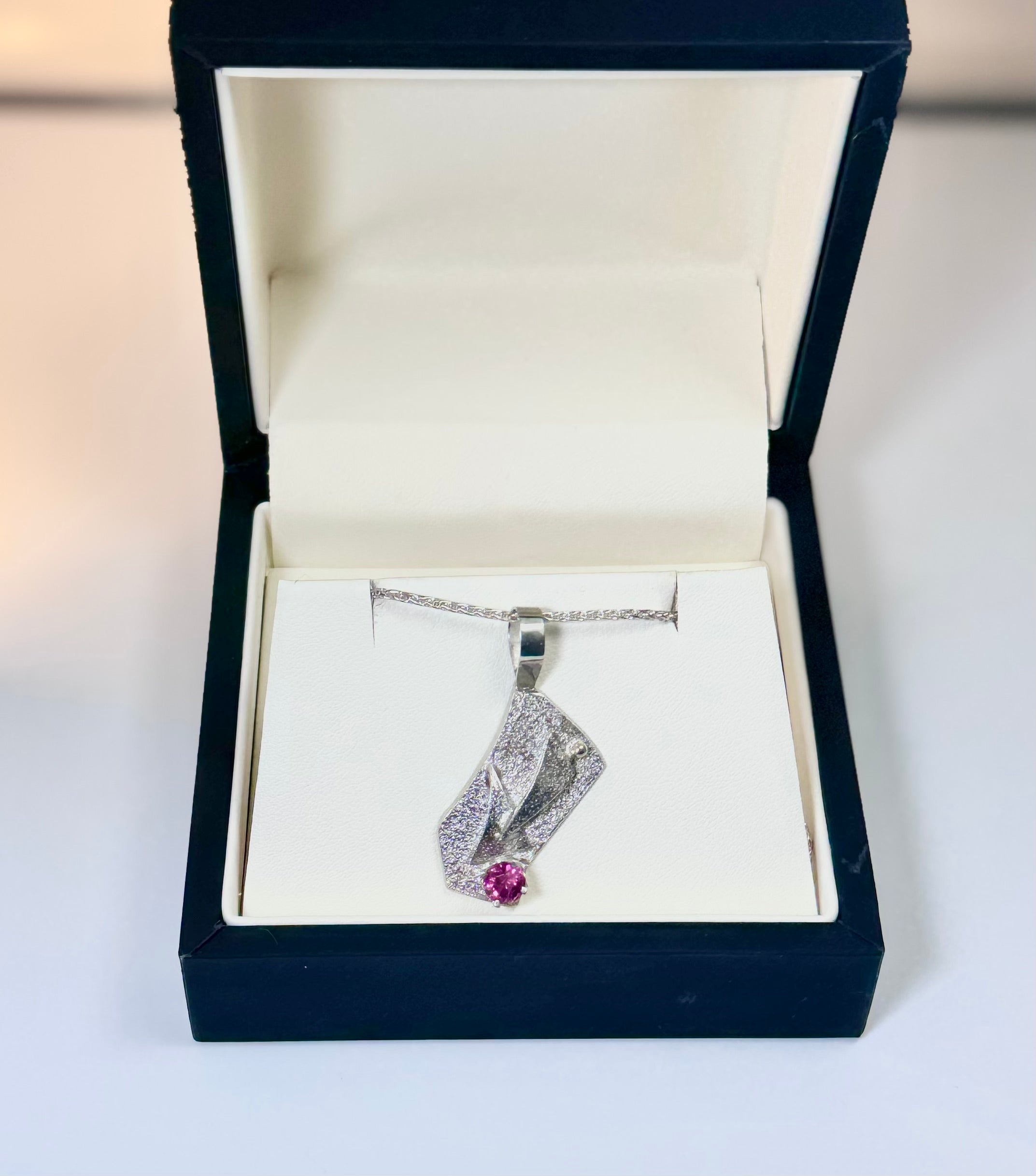 Pink Tourmaline Textured Free Form Pendant