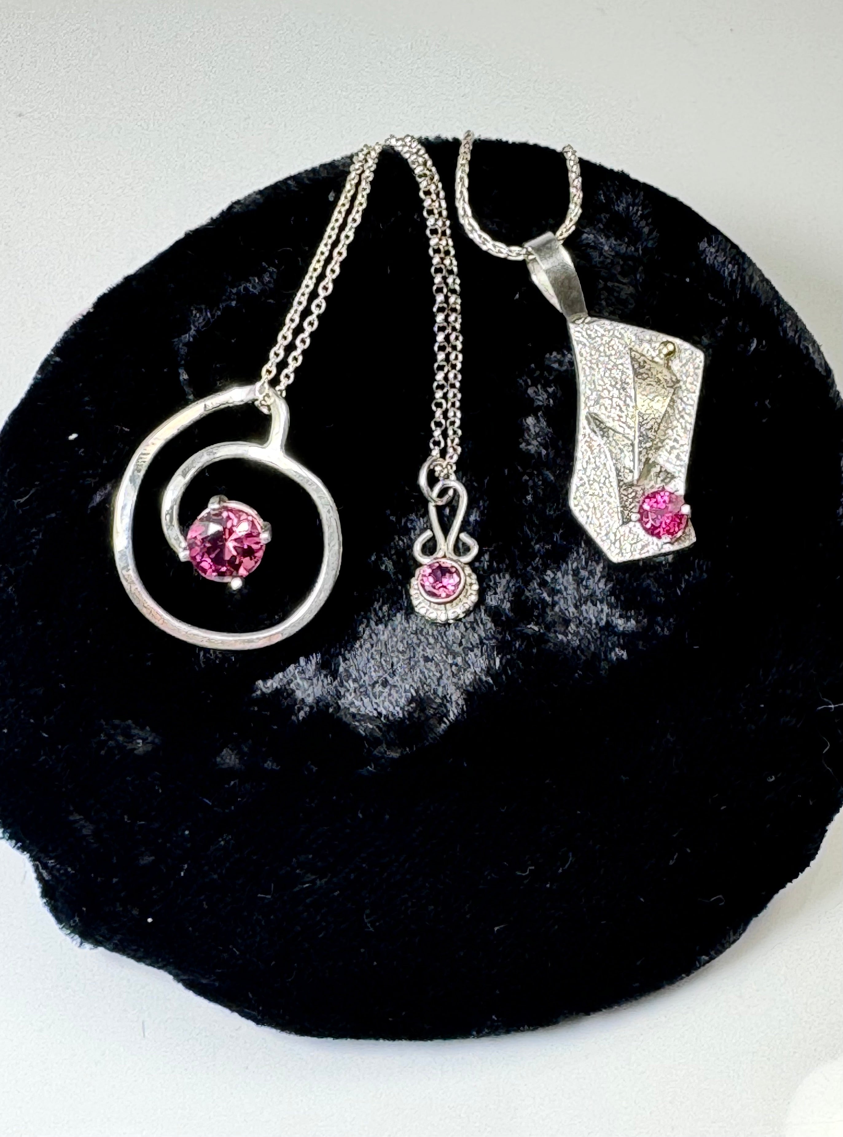 Pink Tourmaline Textured Free Form Pendant