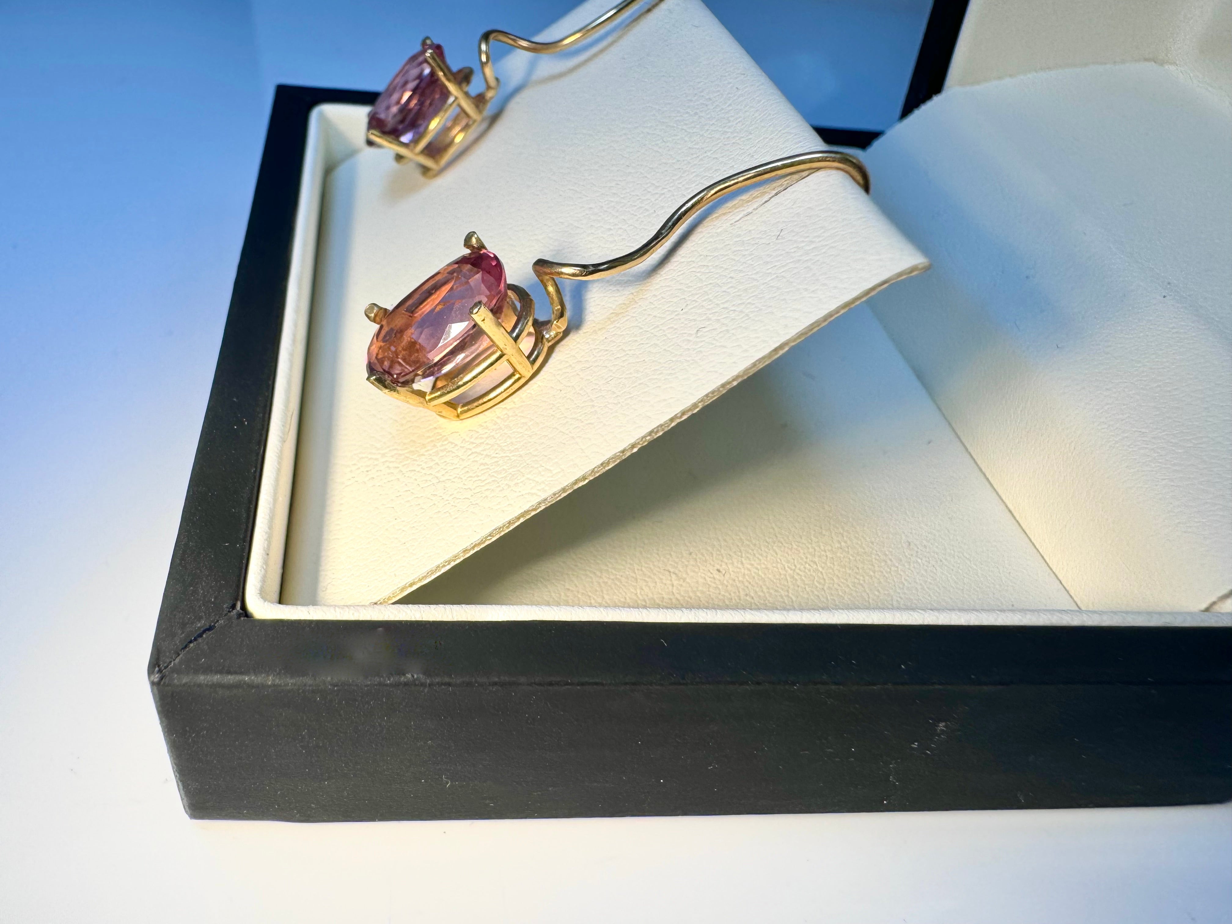 Pink Tourmaline 14k Drops