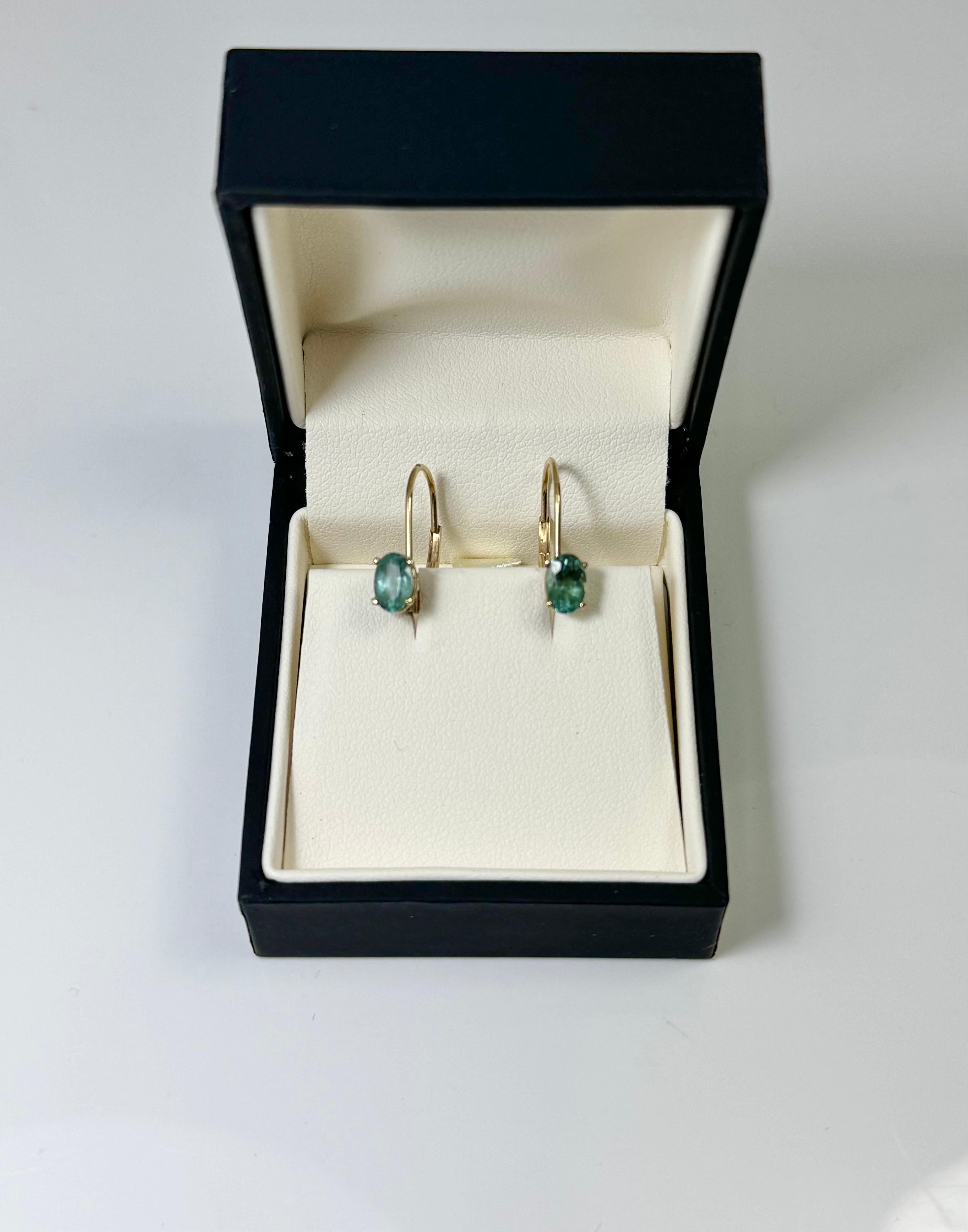 Green Tourmaline Newry Maine 14k Earrings