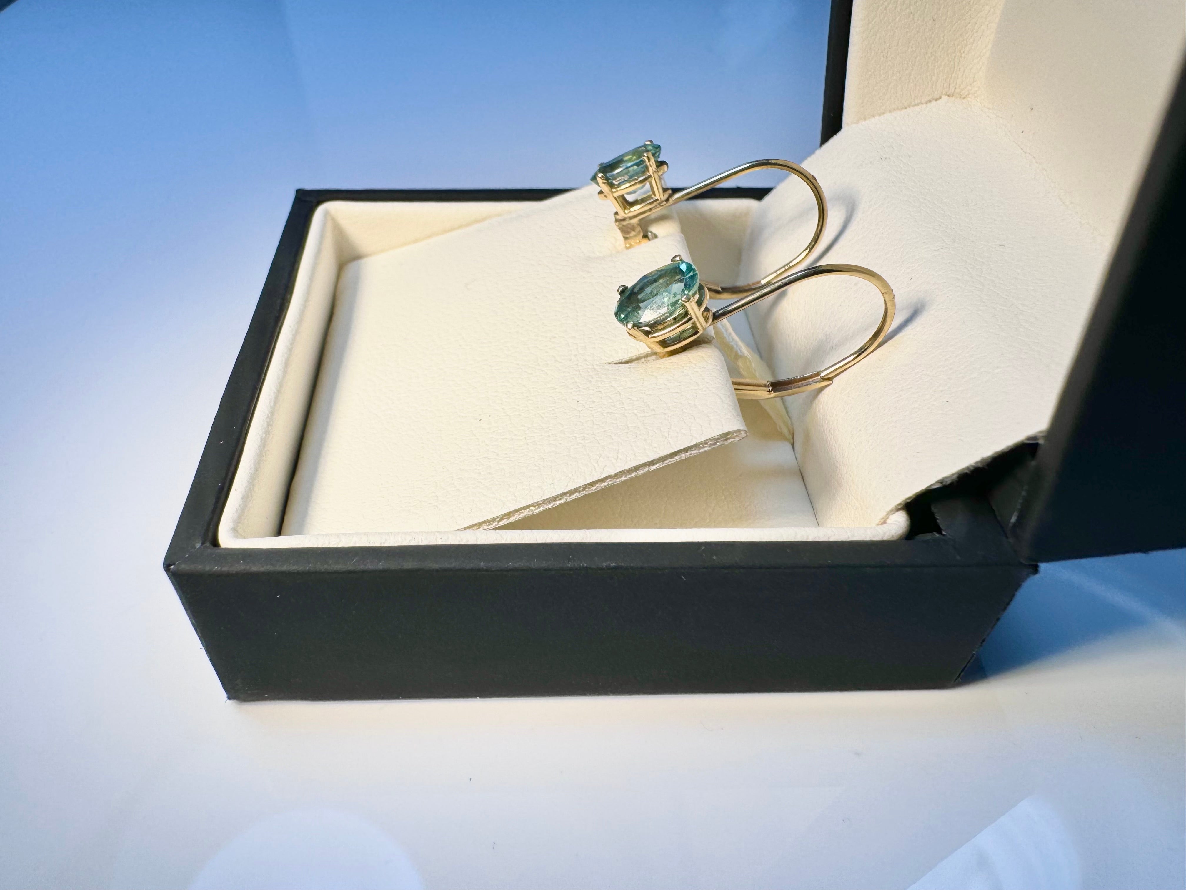 Green Tourmaline Newry Maine 14k Earrings