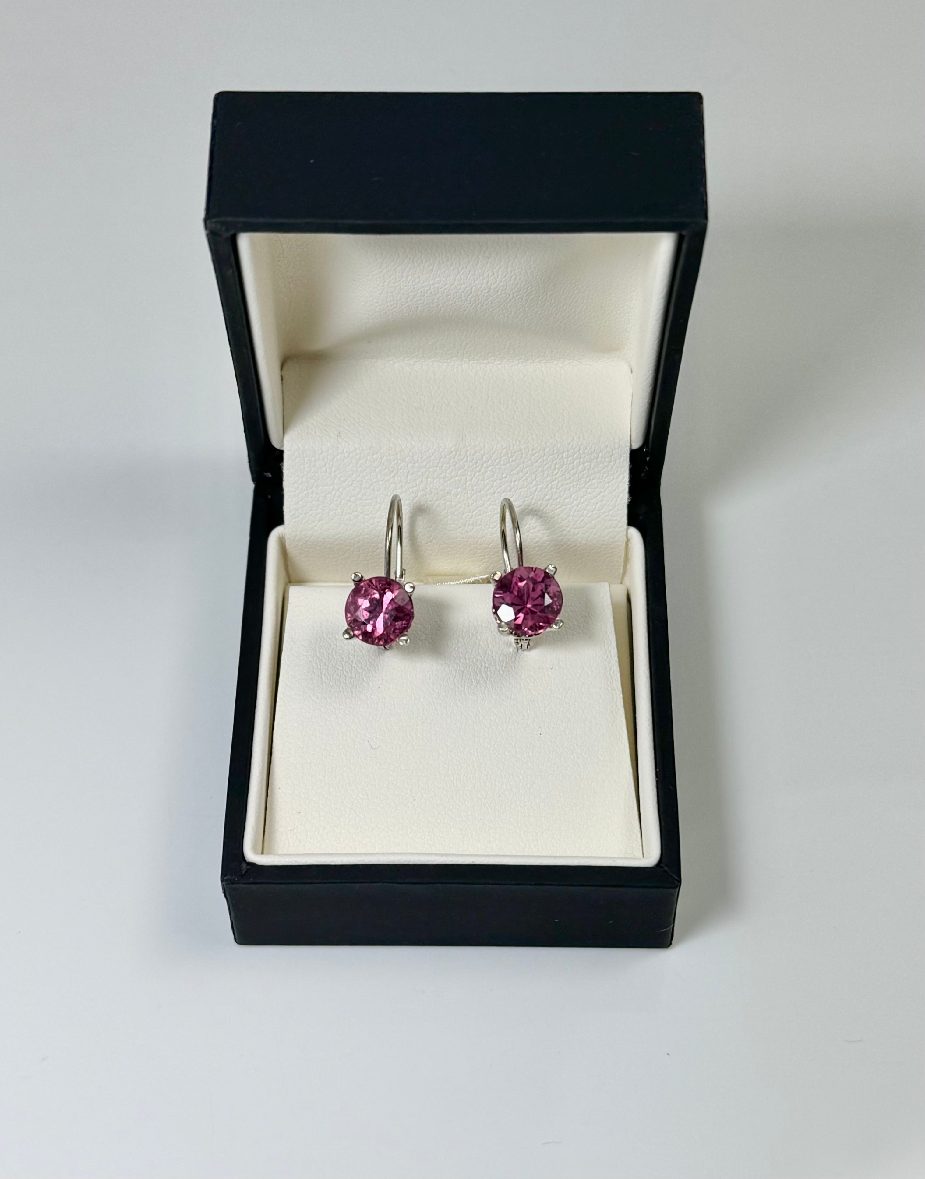 Pink Tourmaline 14k White Gold Earrings