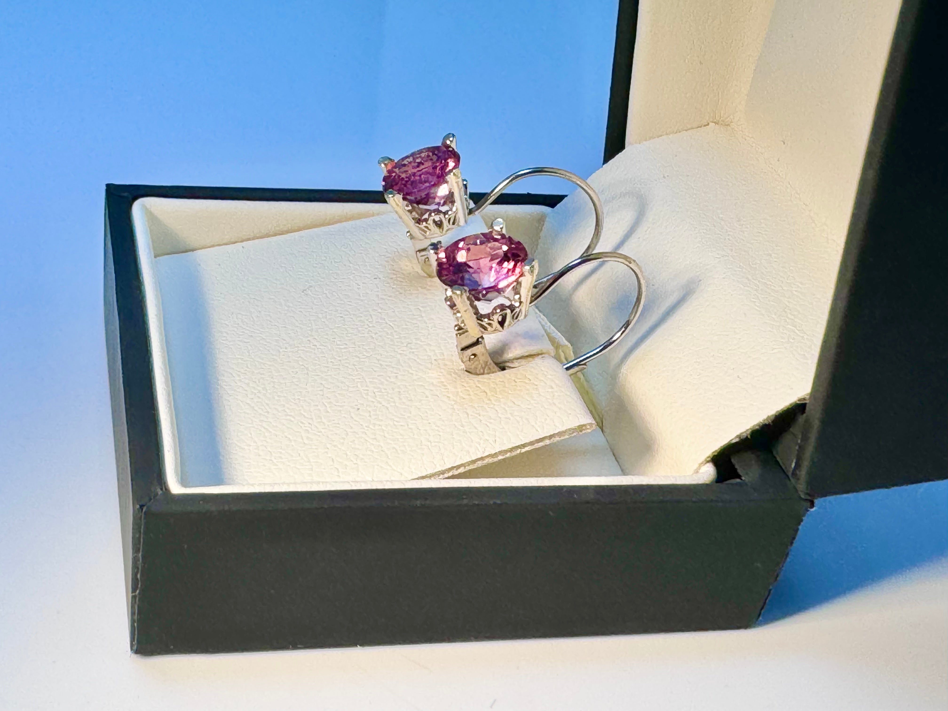Pink Tourmaline 14k White Gold Earrings