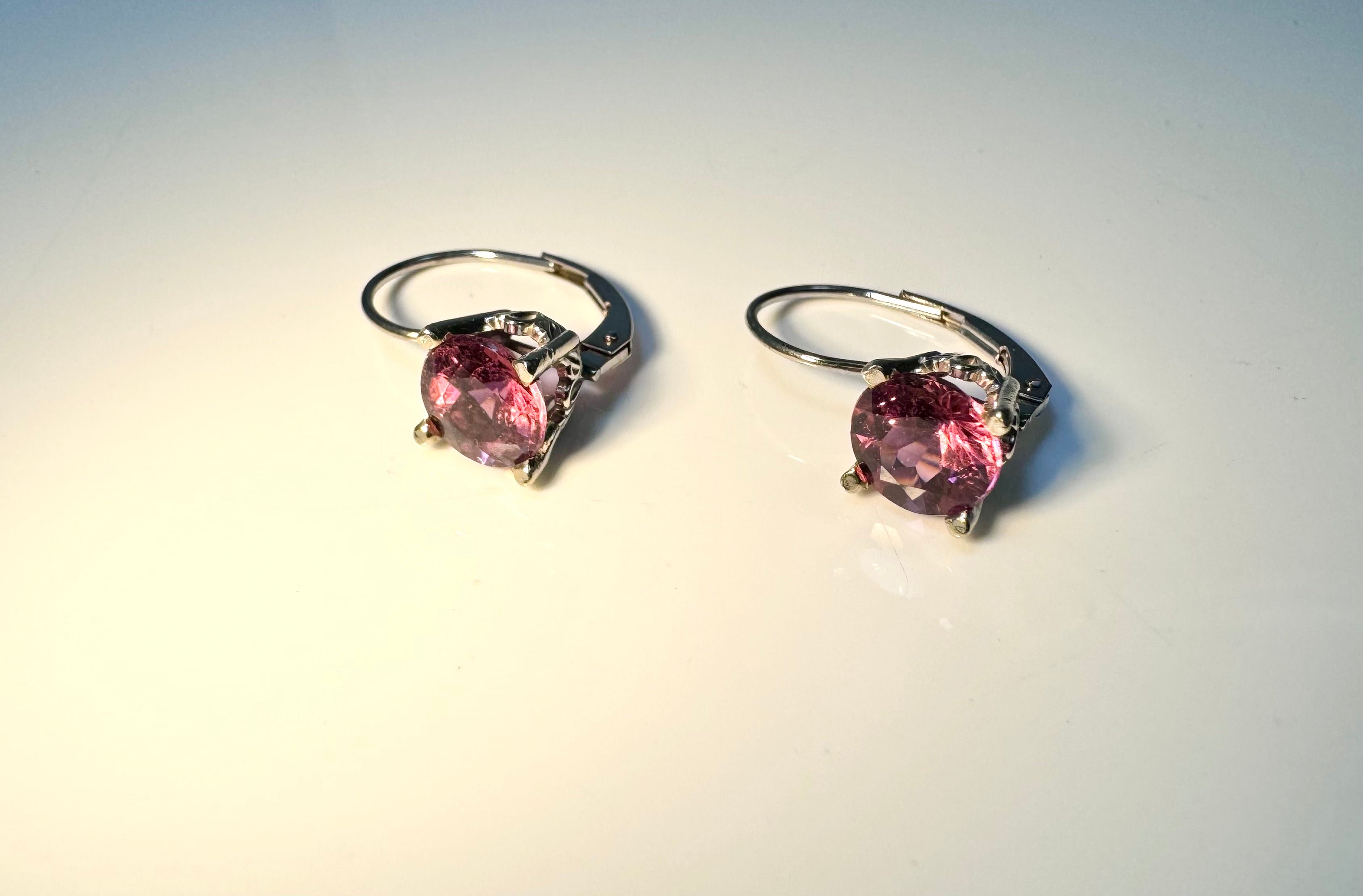 Pink Tourmaline 14k White Gold Earrings