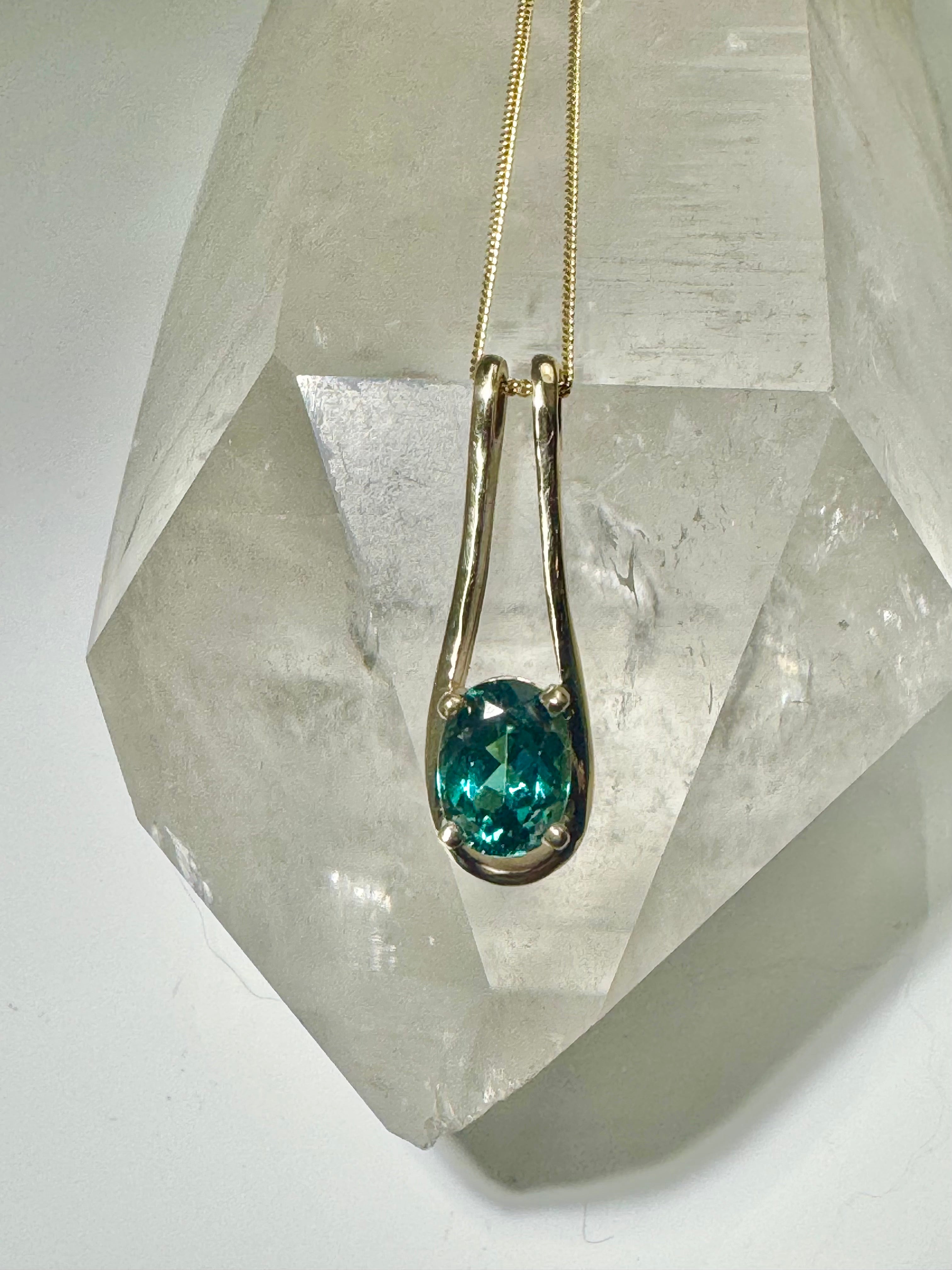 Indicolite Tourmaline 14k Pendant
